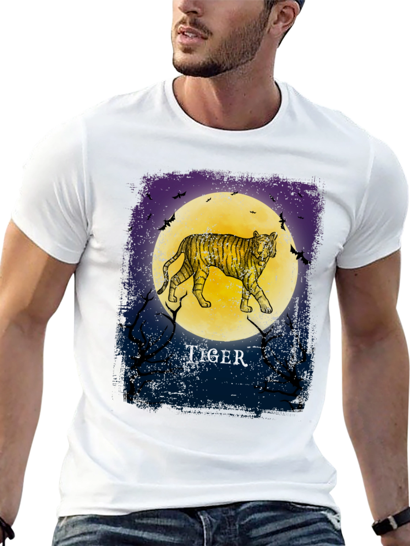 Tiger Moon Graphic Tee - Stylish Mens T-Shirt