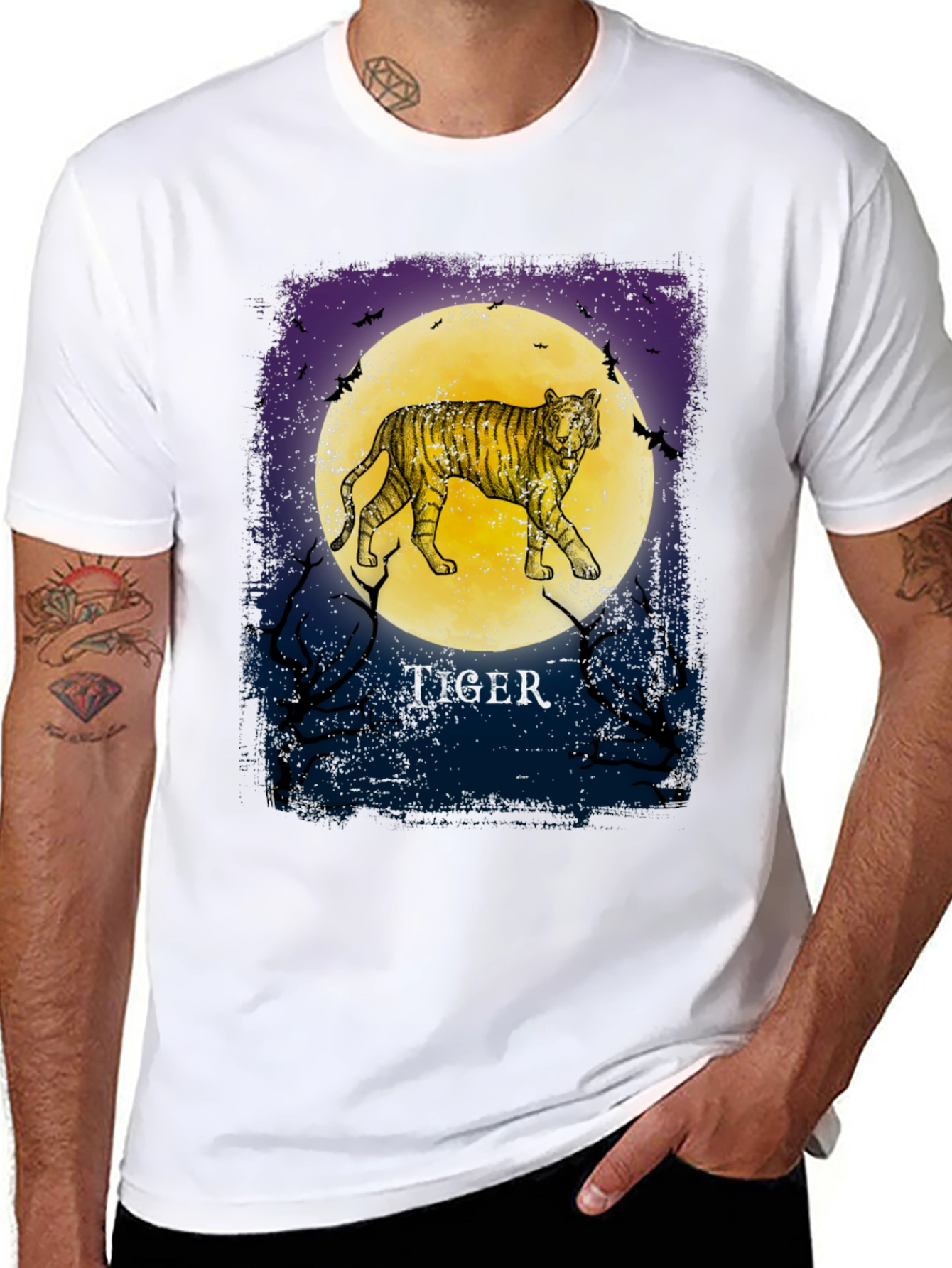 Tiger Moon Graphic Tee - Stylish Mens T-Shirt