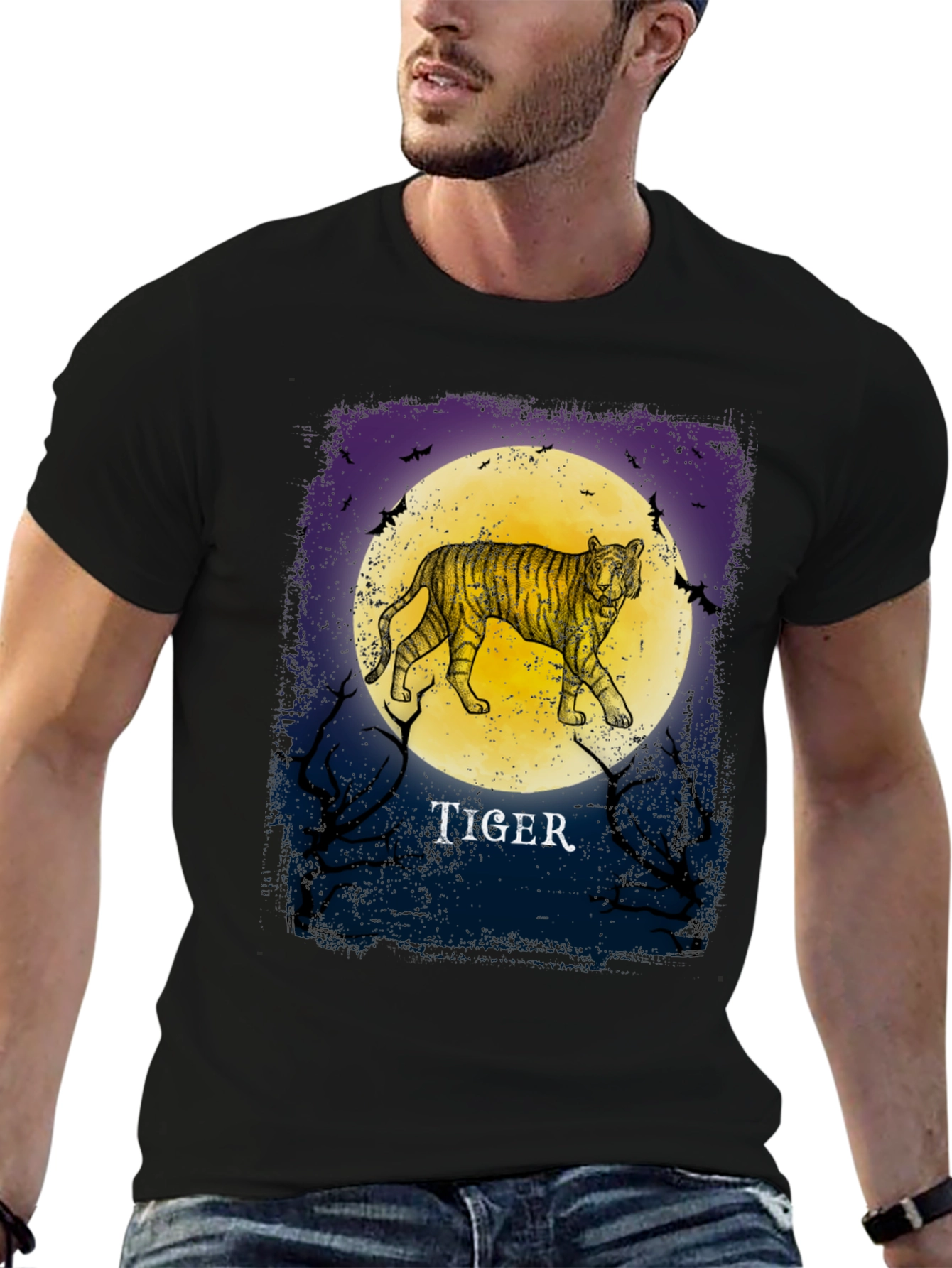 Tiger Moon Graphic Tee - Stylish Mens T-Shirt