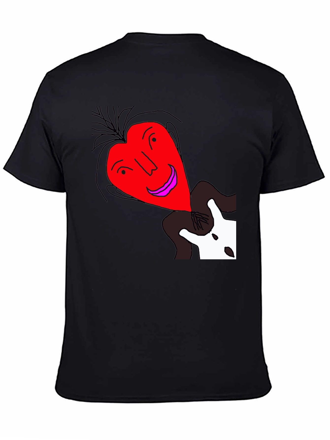 Unique Heart Face Graphic Black T-Shirt
