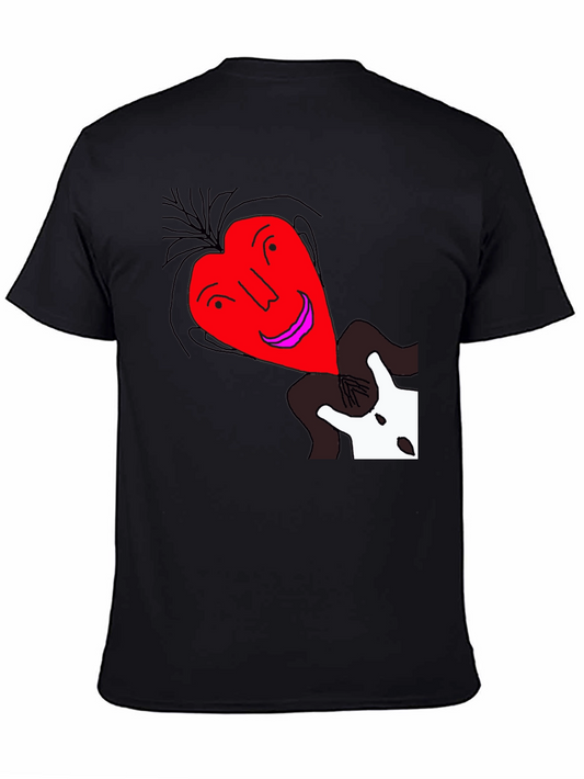 Unique Heart Face Graphic Black T-Shirt