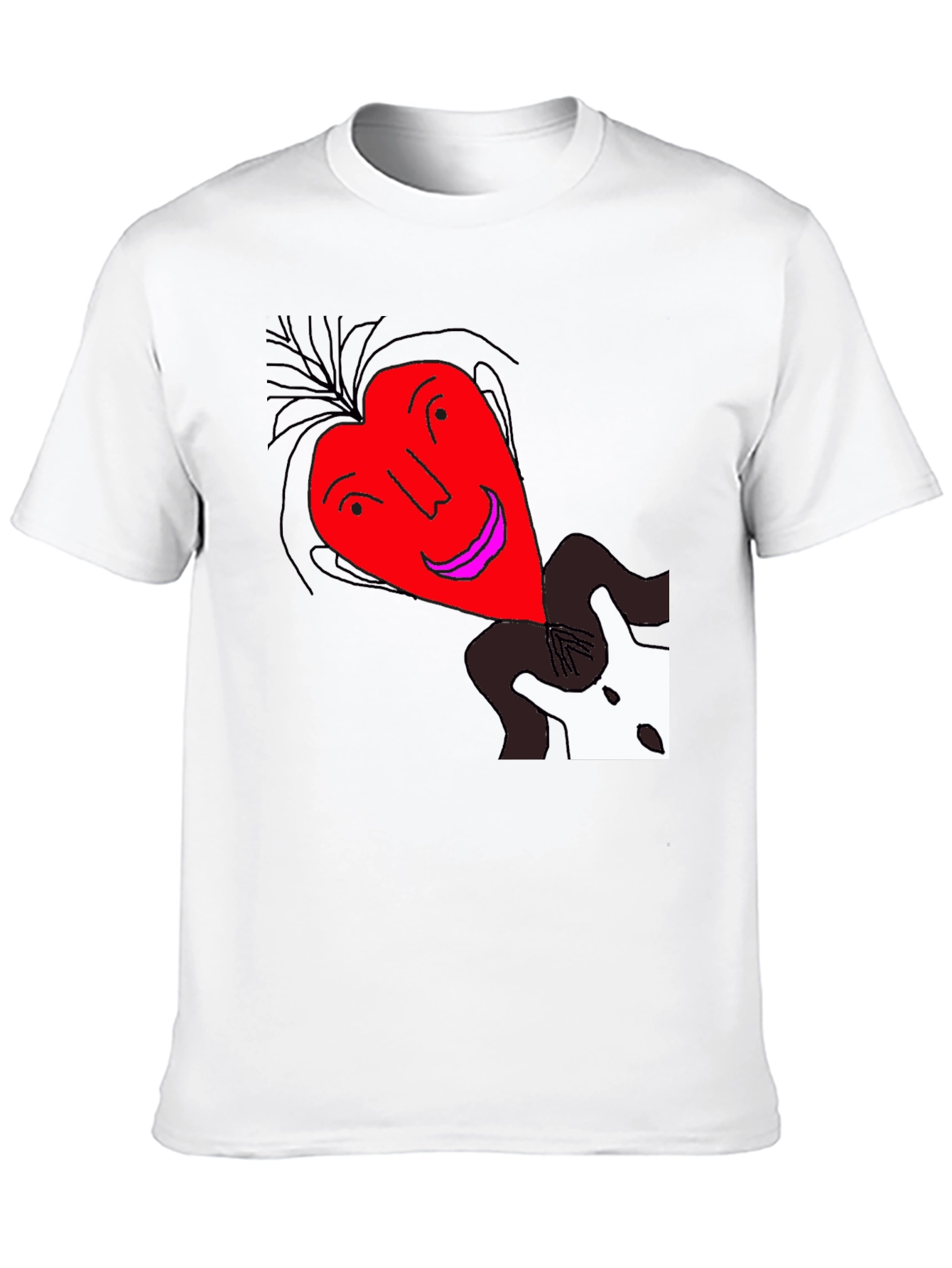 Unique Heart Face Graphic Black T-Shirt