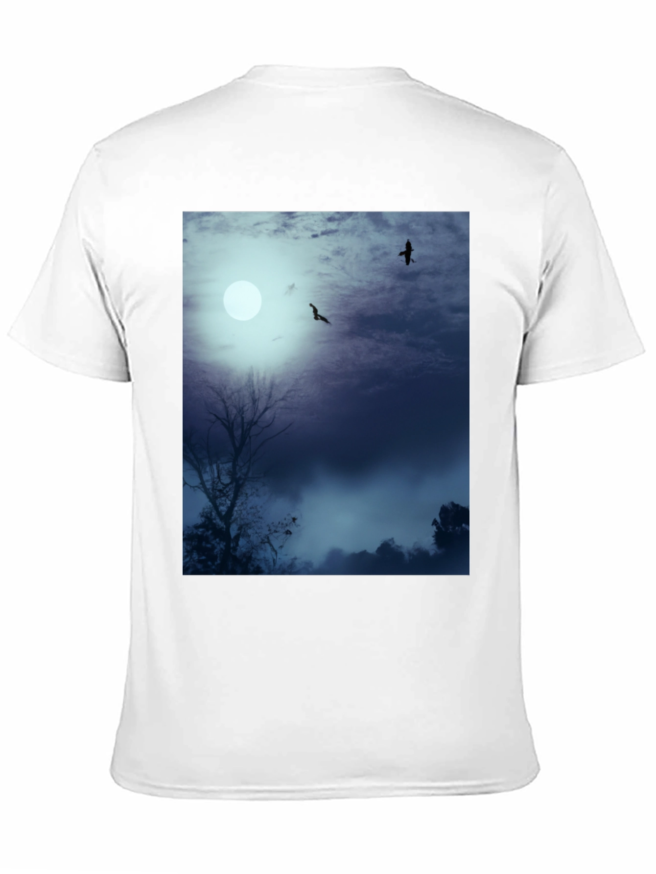 Moonlit Night Tee - Raven Silhouette Design