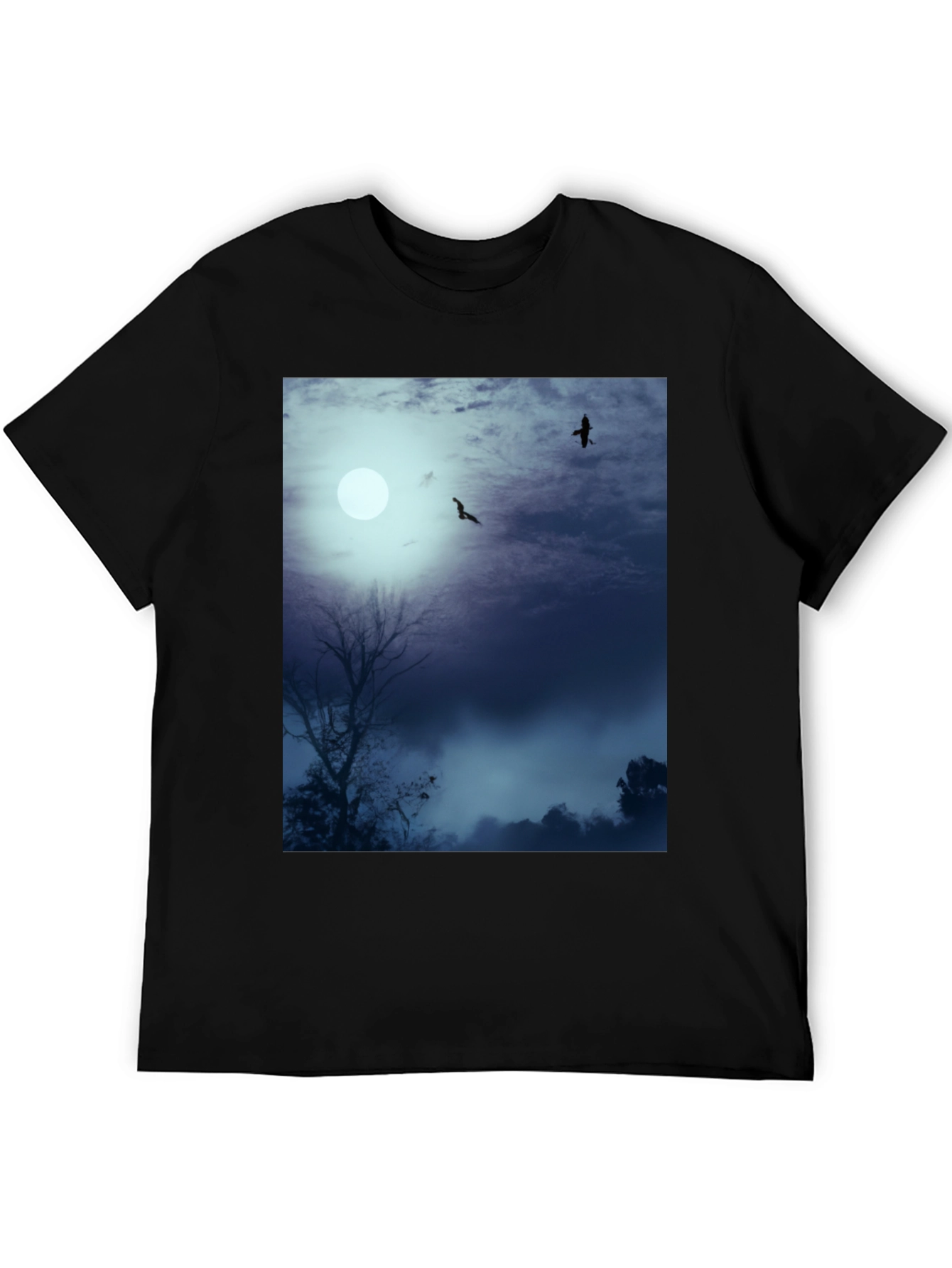Moonlit Night Tee - Raven Silhouette Design