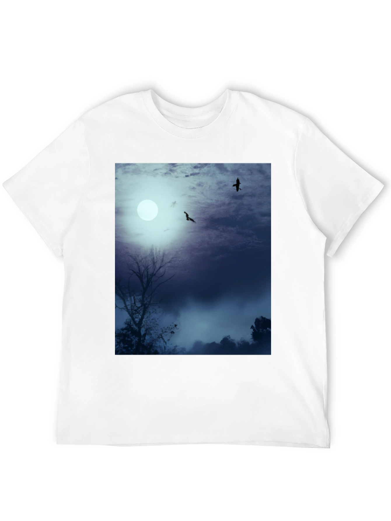 Moonlit Night Tee - Raven Silhouette Design