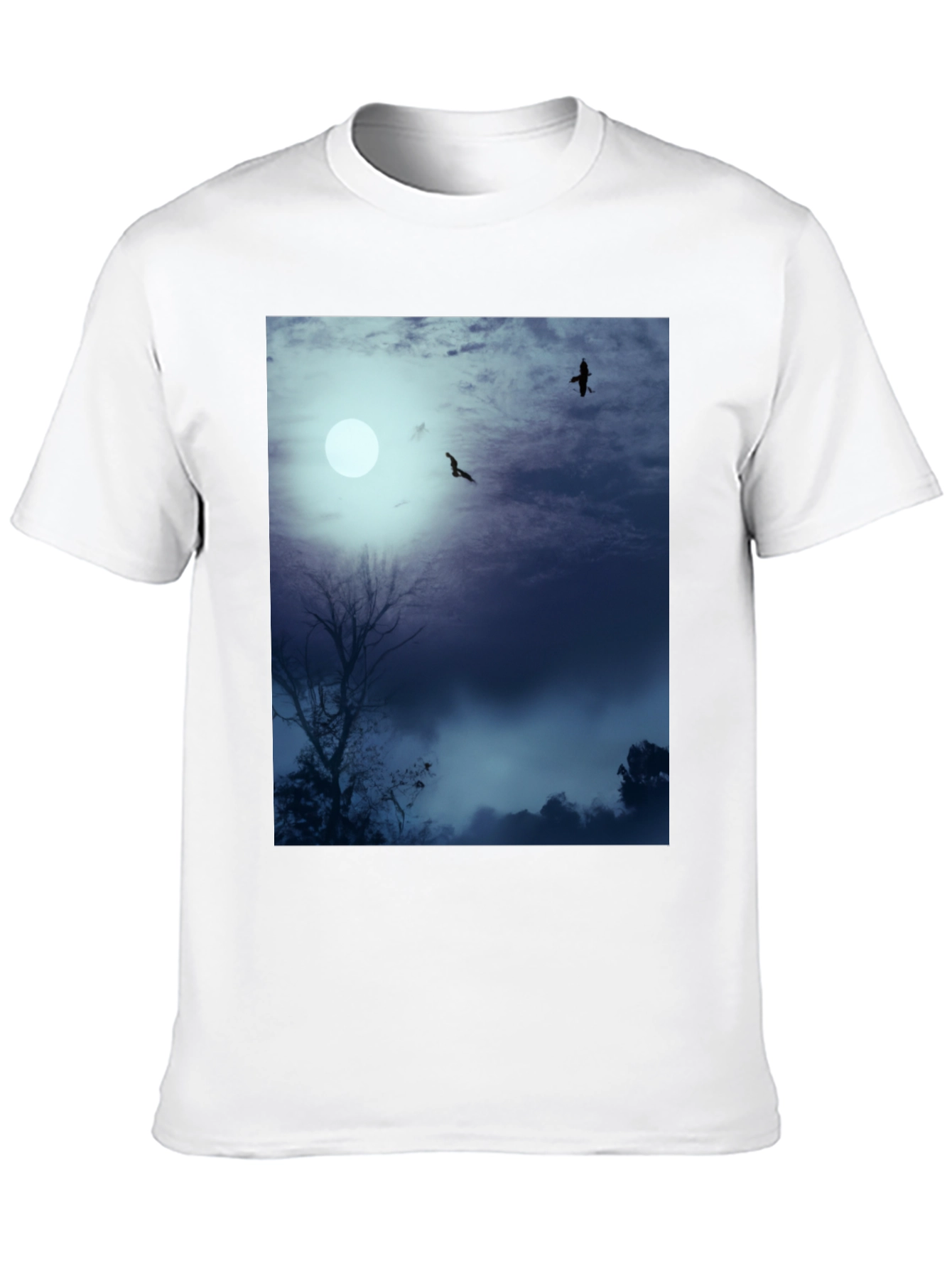 Moonlit Night Tee - Raven Silhouette Design