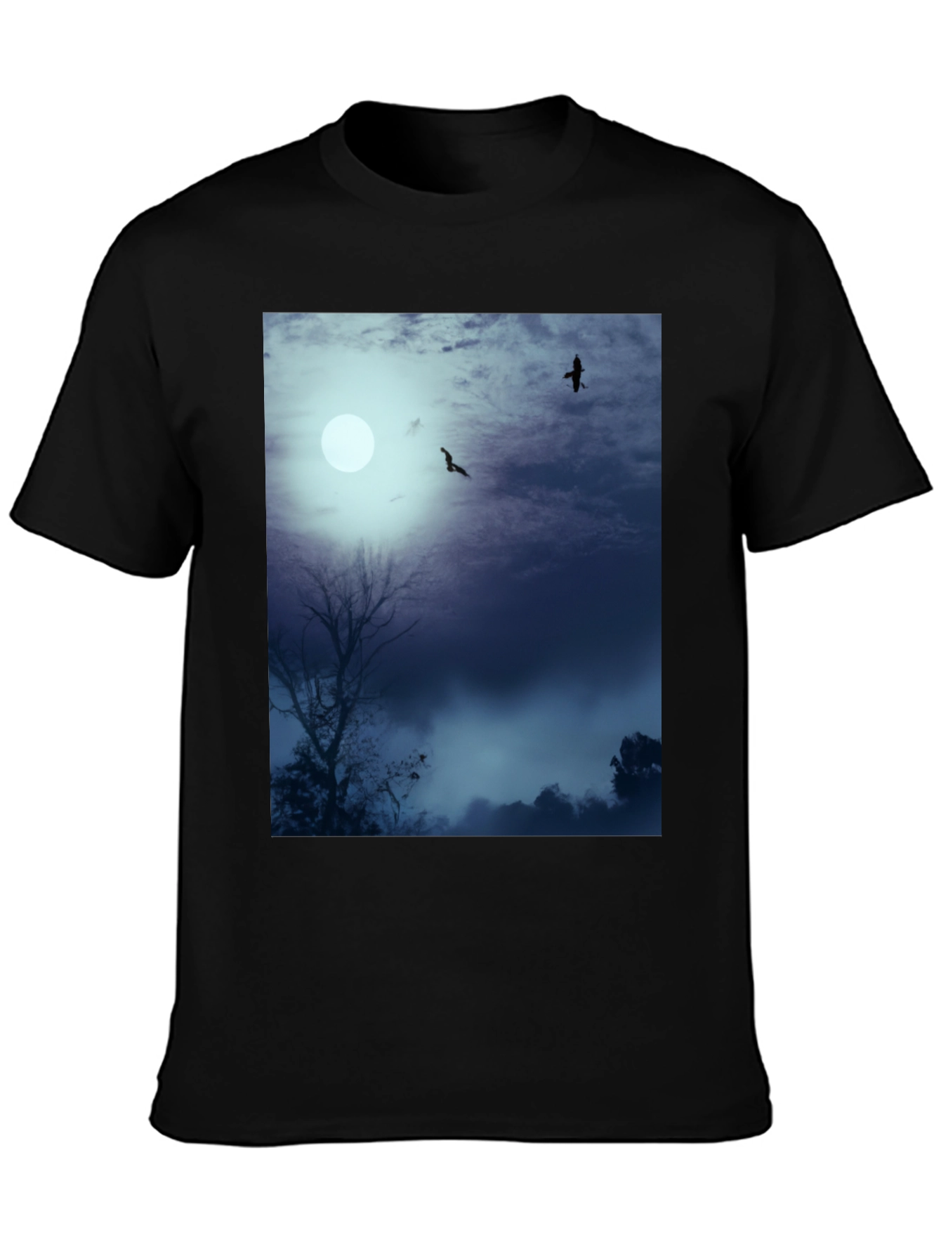 Moonlit Night Tee - Raven Silhouette Design