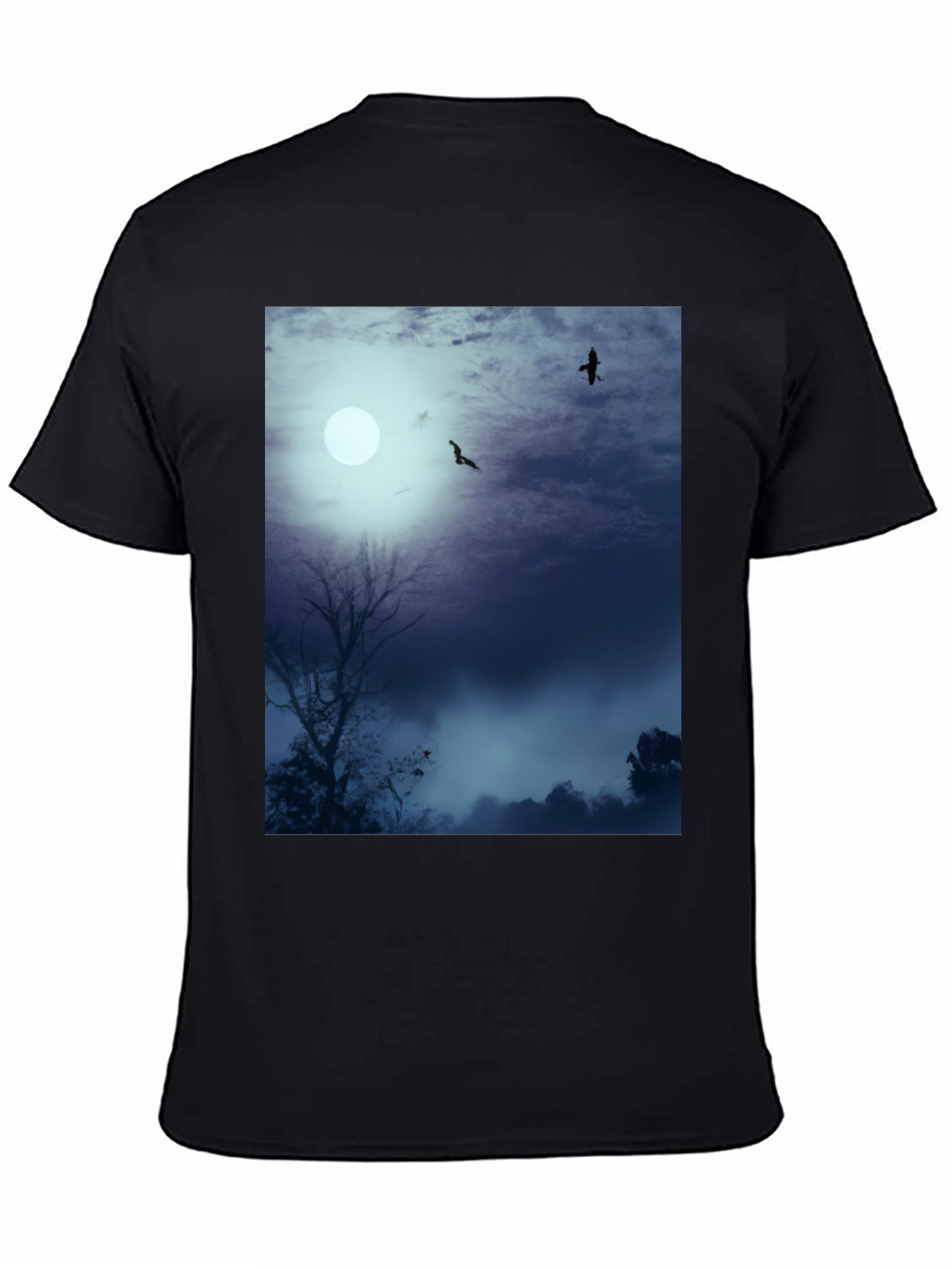 Moonlit Night Tee - Raven Silhouette Design