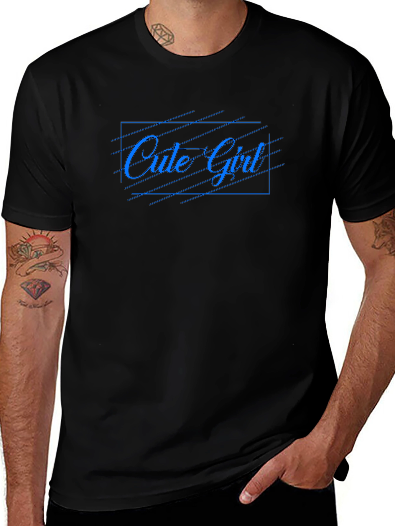 Cute Girl Graphic Tee - Trendy Black Cotton T-Shirt