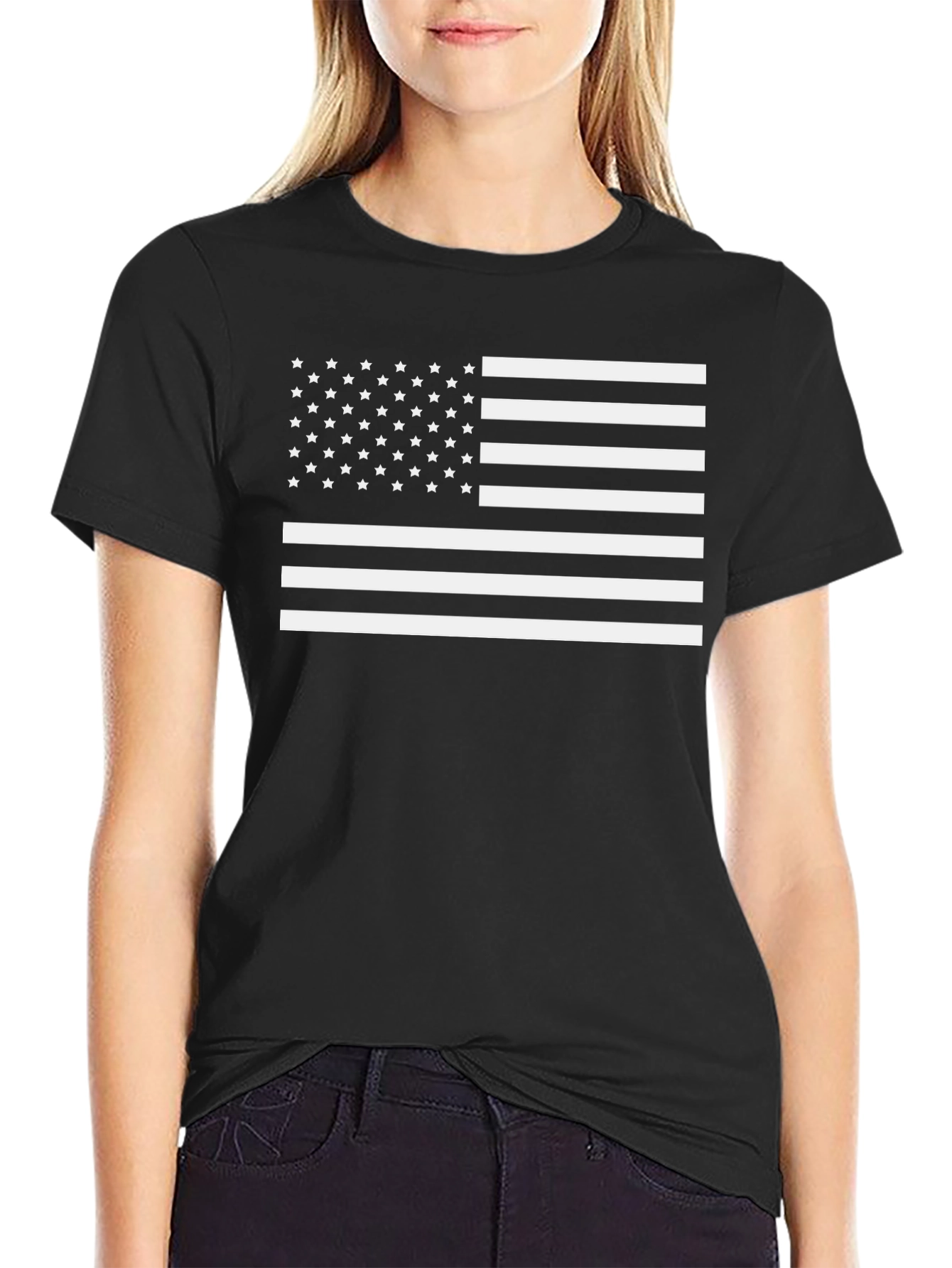 American Flag Graphic Tee - Black Patriotic T-Shirt