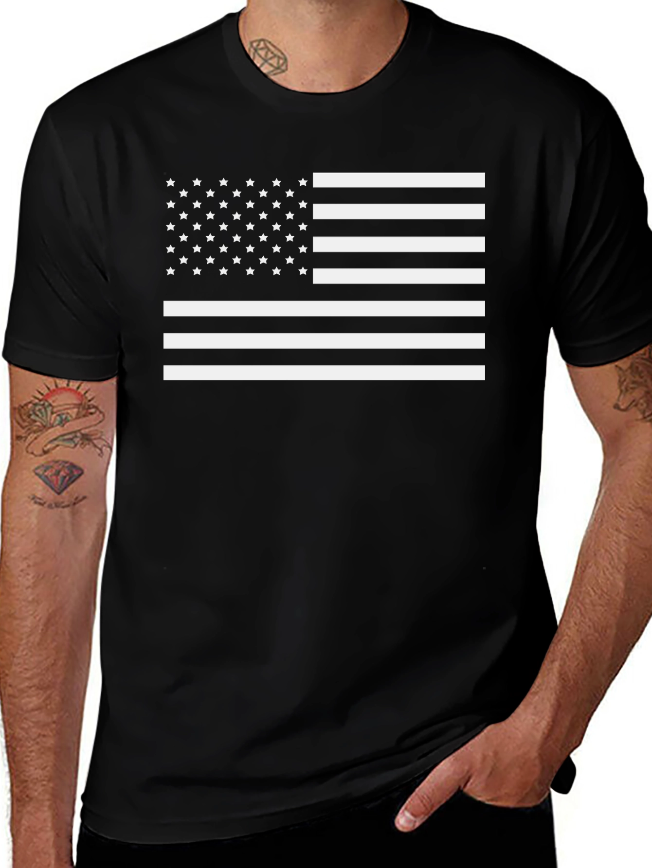 American Flag Graphic Tee - Black Patriotic T-Shirt