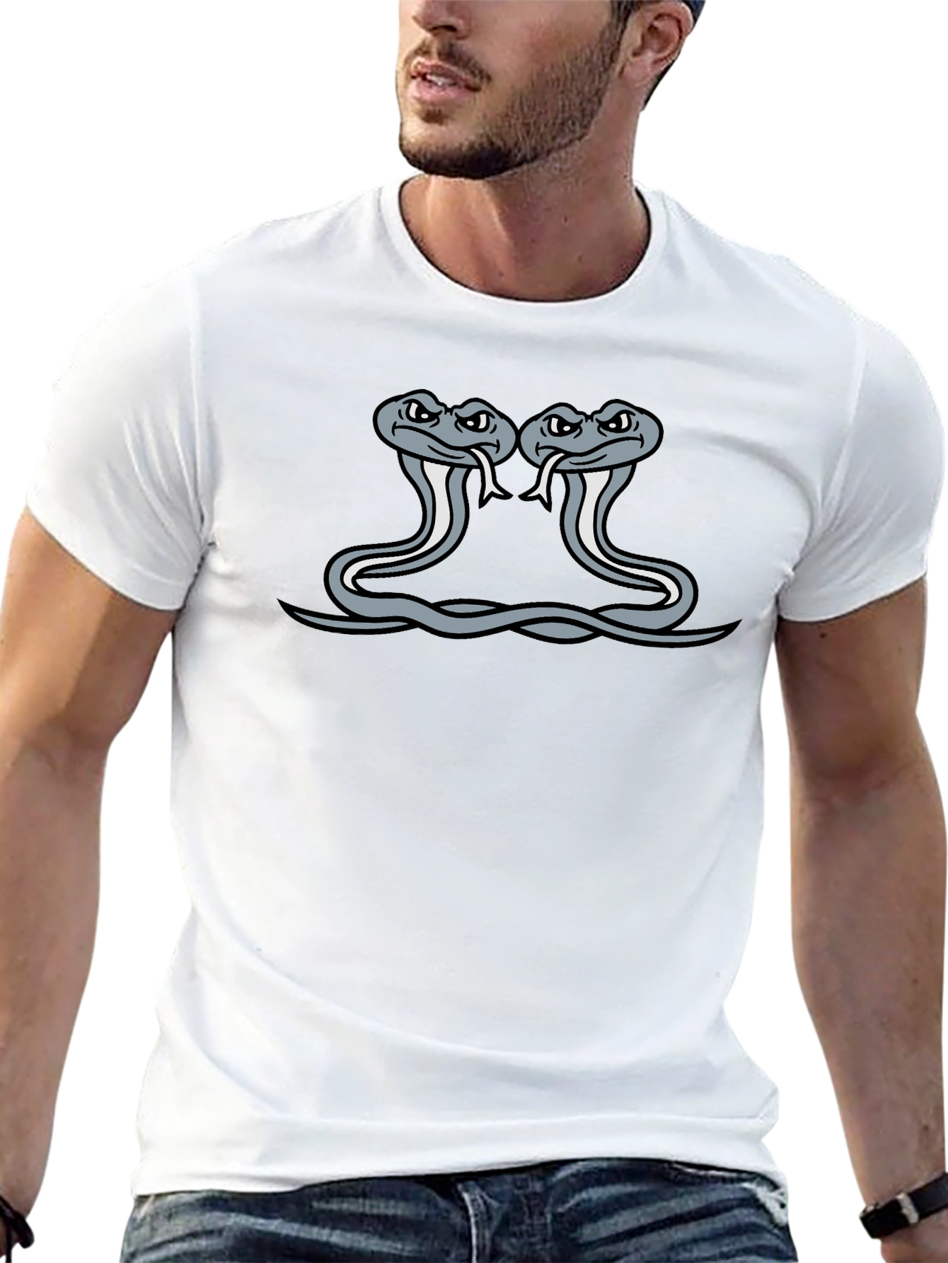 Two Headed Cobra Graphic Tee - Mens Black T-Shirt