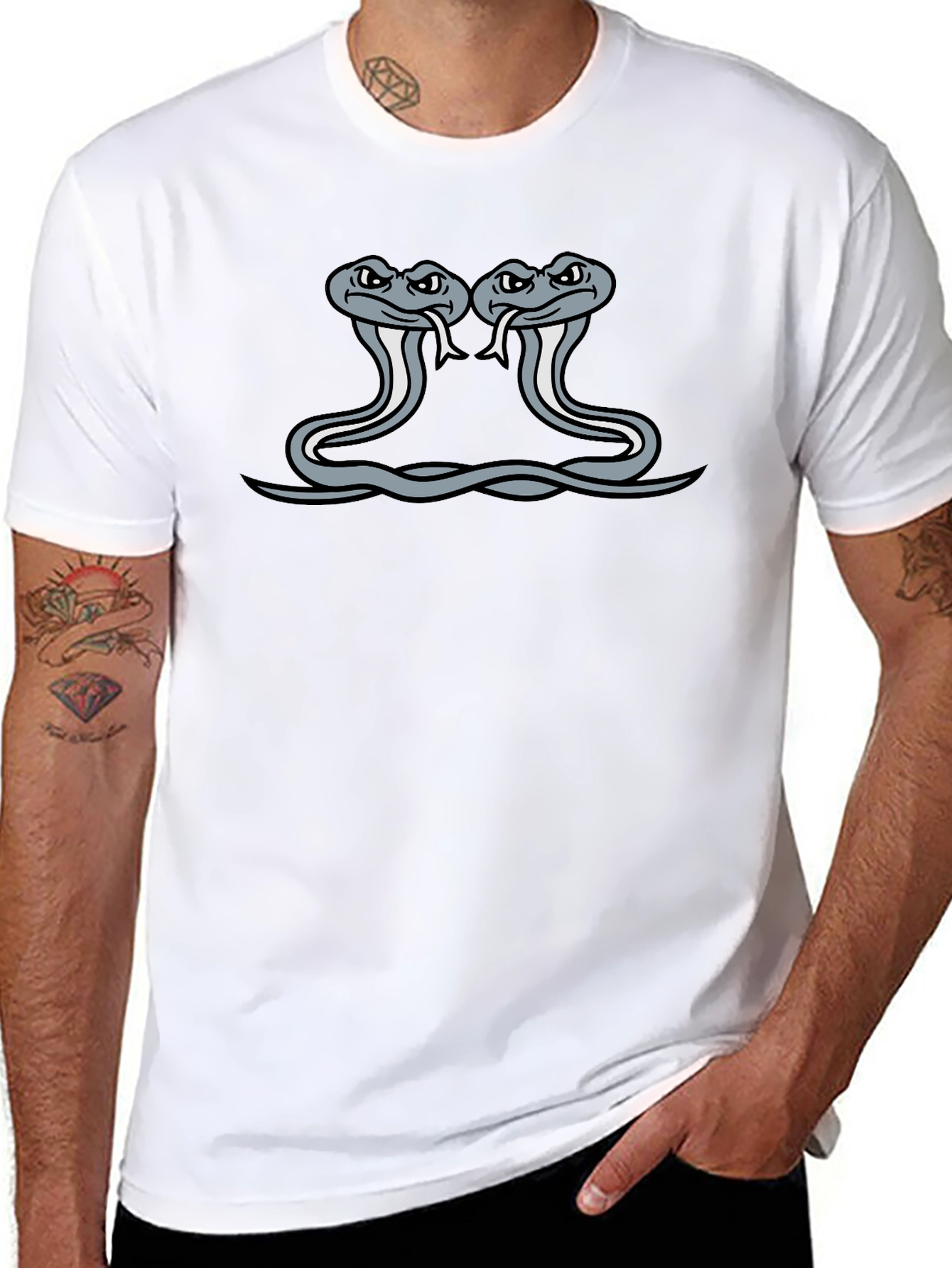 Two Headed Cobra Graphic Tee - Mens Black T-Shirt