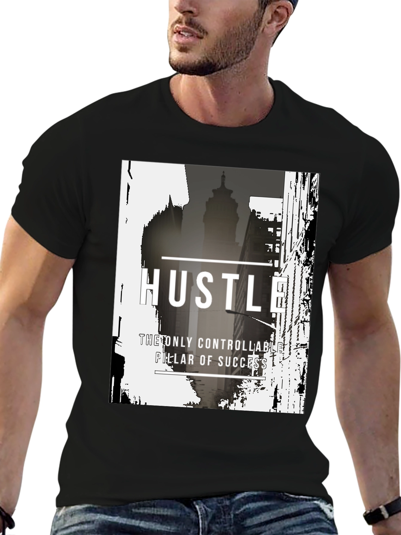 Hustle Black Graphic Tee - Mens Urban Fashion