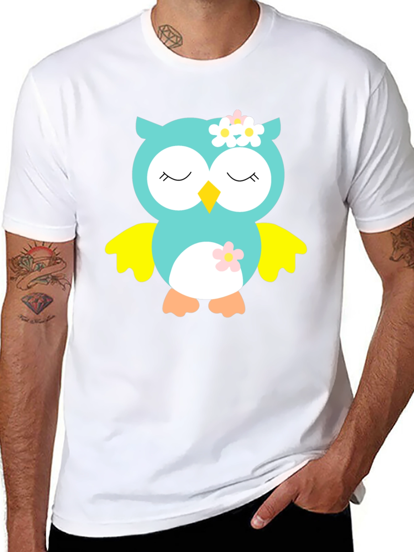 Owl Graphic Tee - Cute Cartoon Animal T-Shirt