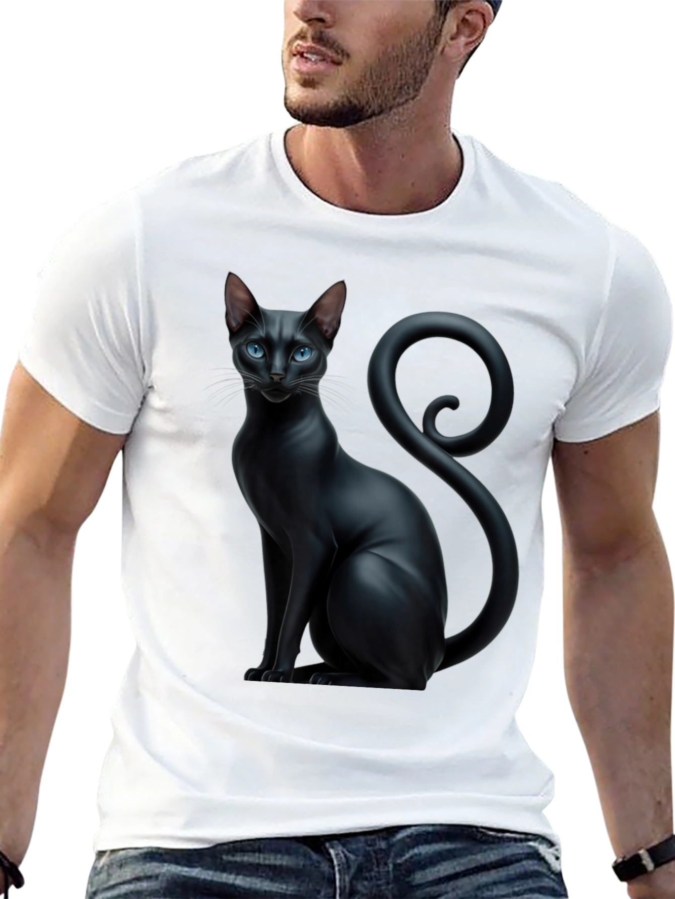 Black Cat Graphic Tee - Stylish Mens T-Shirt