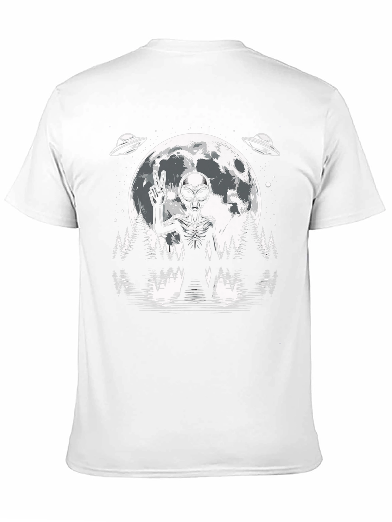 Alien Peace Sign Graphic T-Shirt - Black