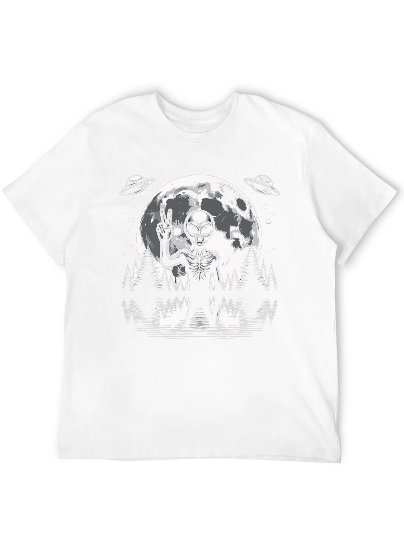 Alien Peace Sign Graphic T-Shirt - Black