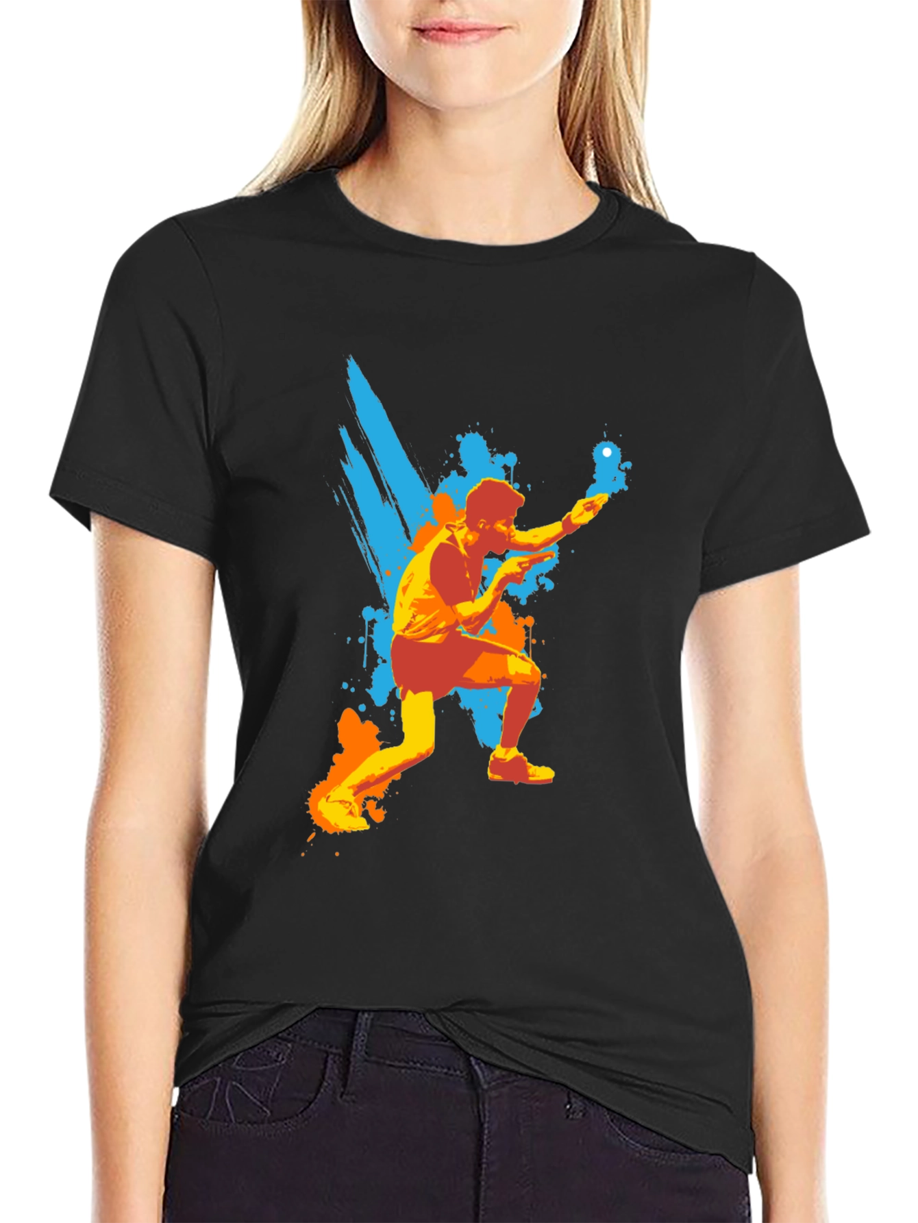 Table Tennis Graphic Tee - Black Cotton Shirt