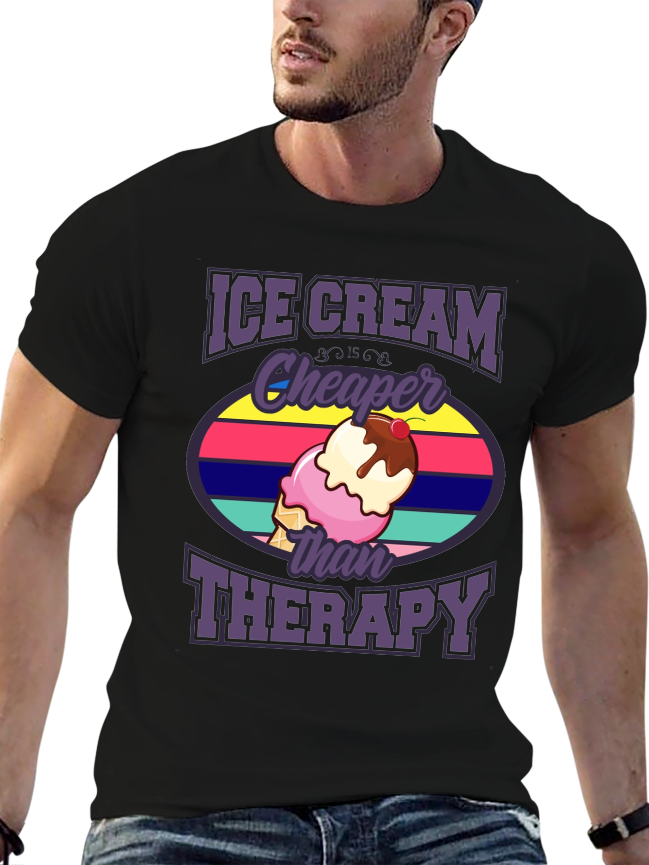 Ice Cream Cheaper Than Therapy Graphic T-Shirt