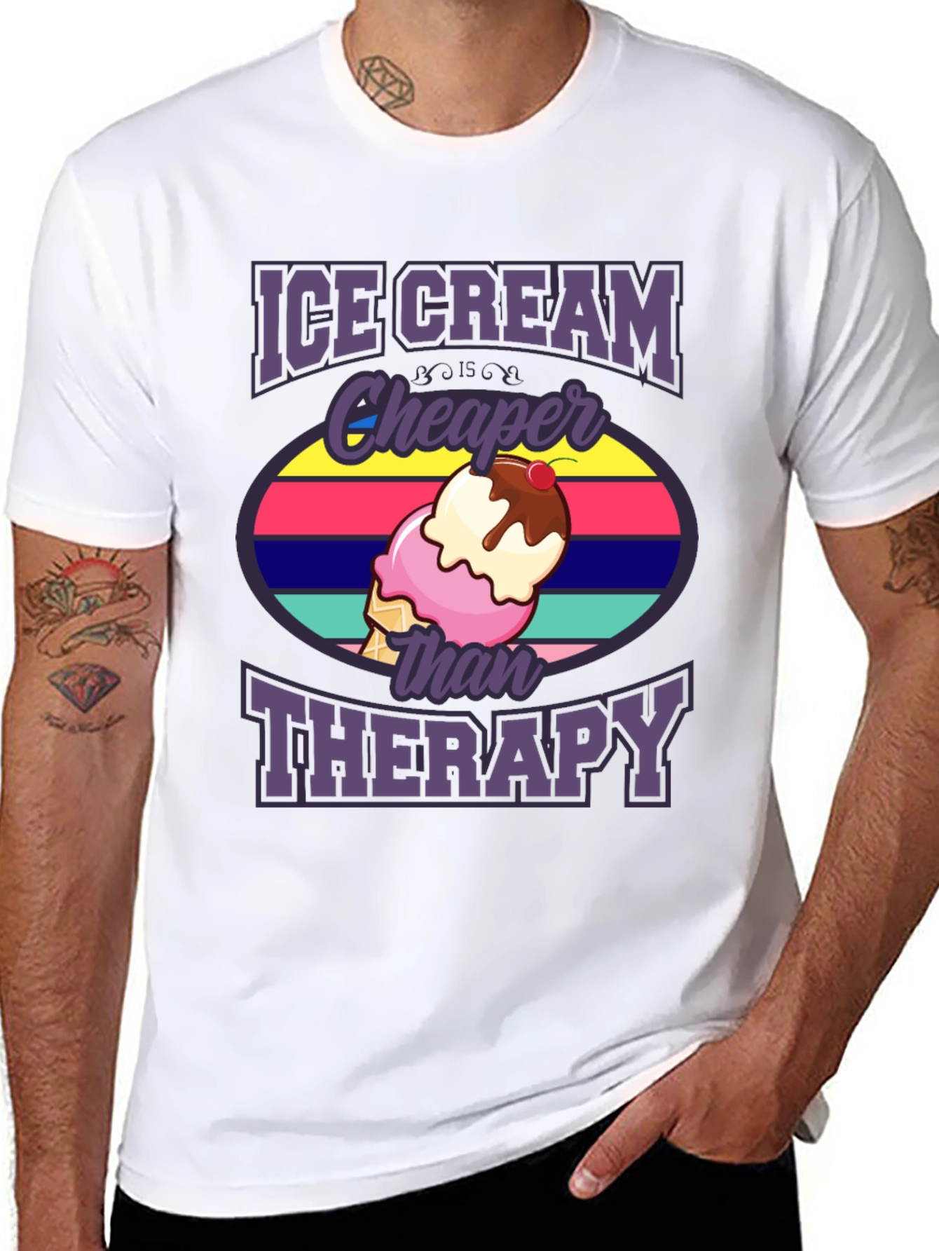 Ice Cream Cheaper Than Therapy Graphic T-Shirt