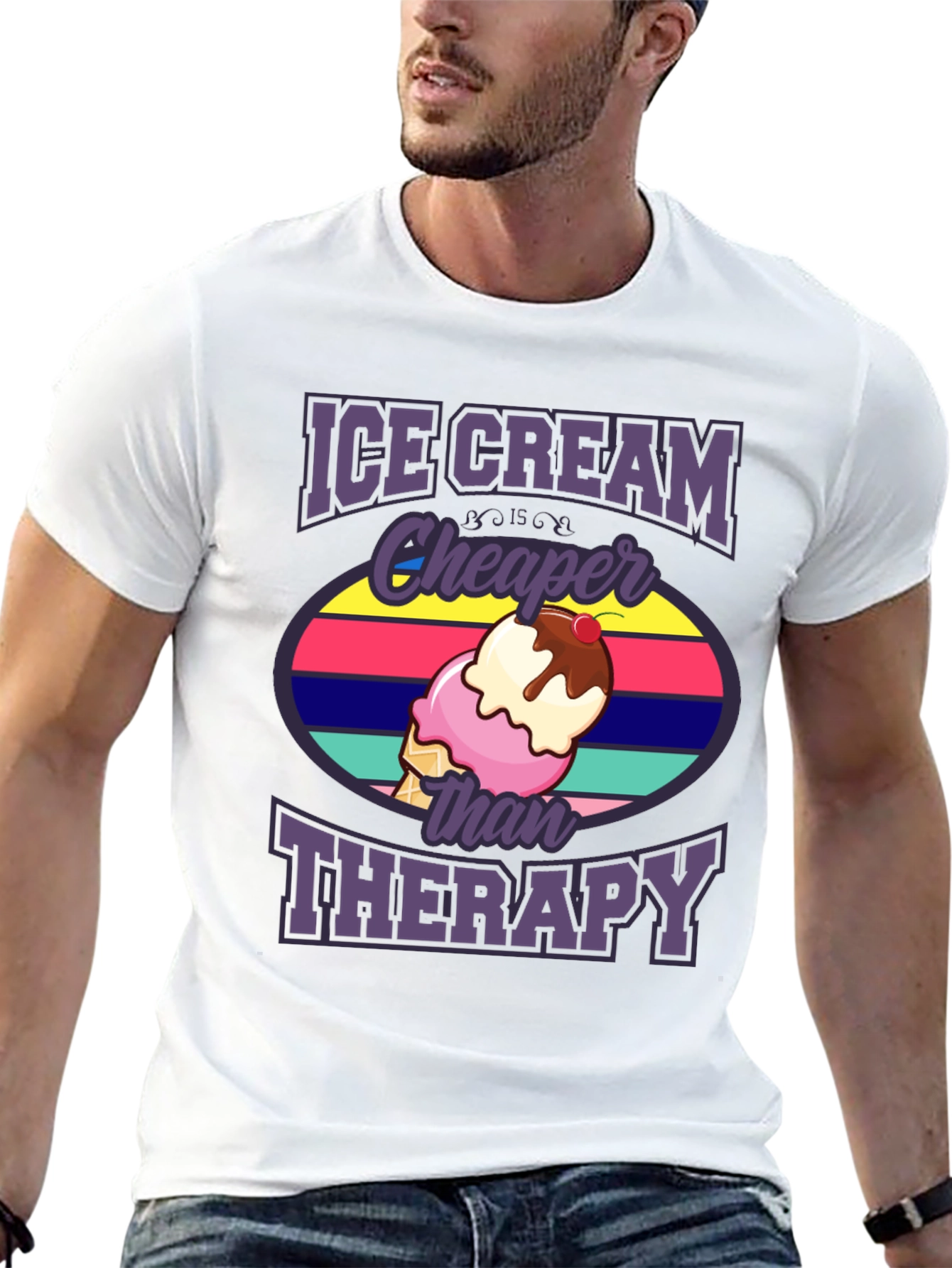 Ice Cream Cheaper Than Therapy Graphic T-Shirt