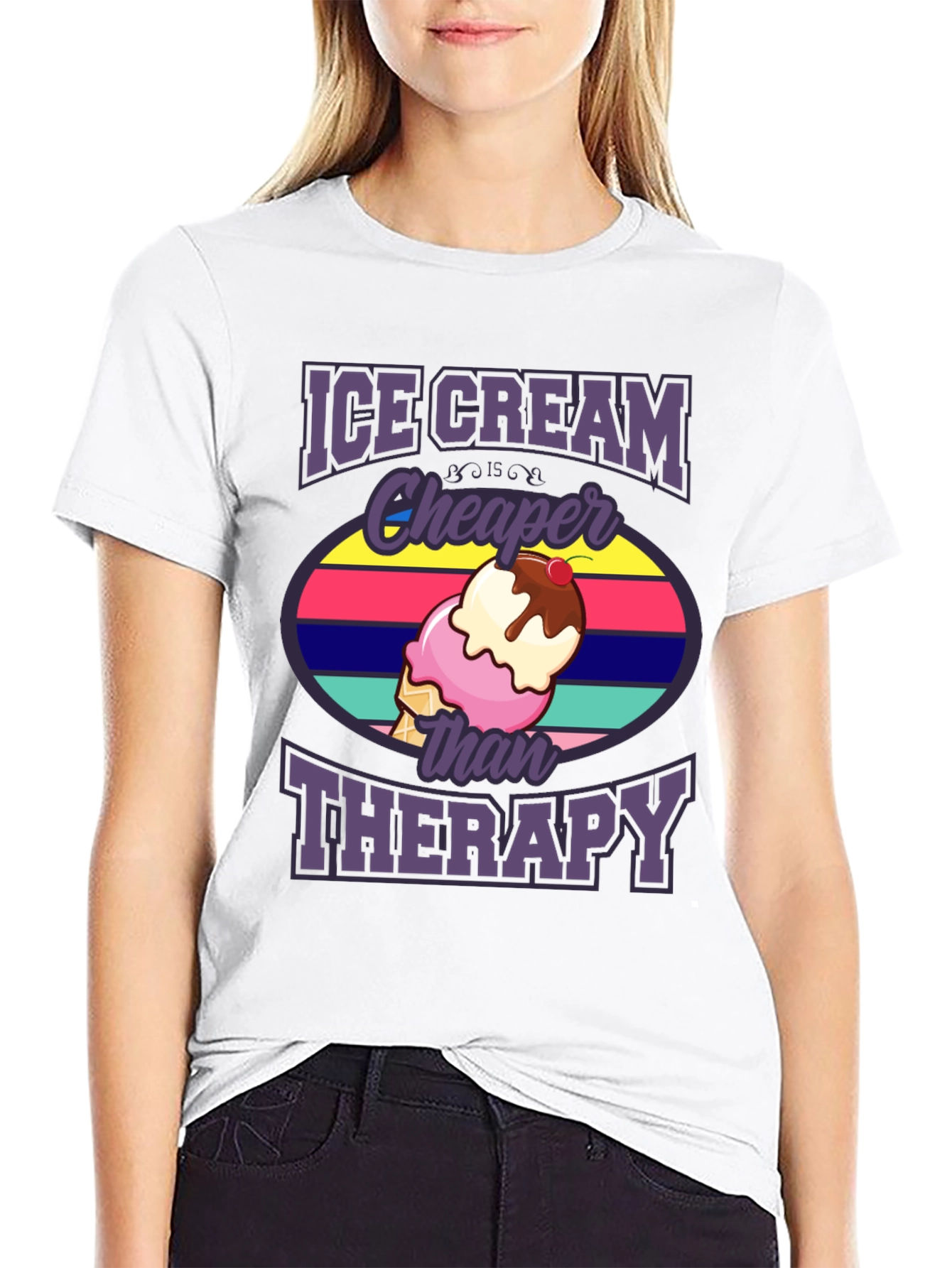 Ice Cream Cheaper Than Therapy Graphic T-Shirt