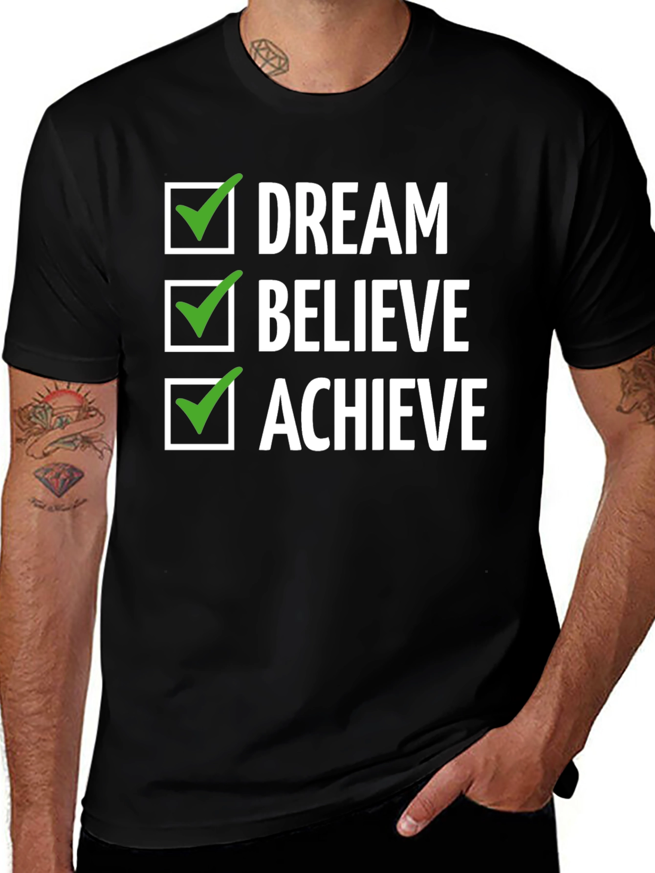 Dream Believe Achieve Graphic Tee - Inspirational Design