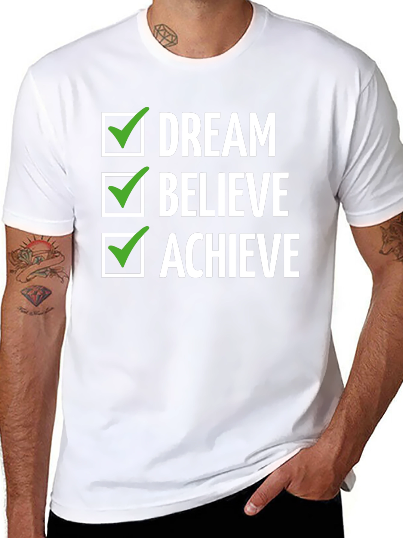 Dream Believe Achieve Graphic Tee - Inspirational Design