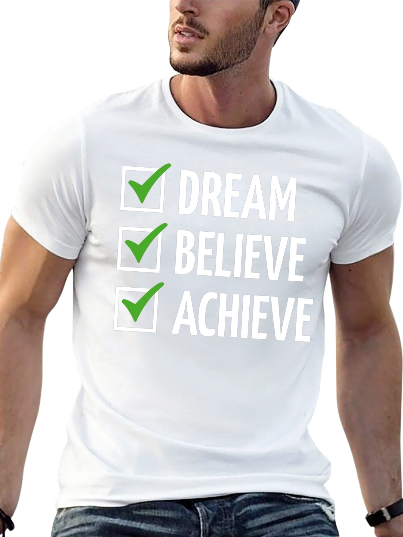 Dream Believe Achieve Graphic Tee - Inspirational Design