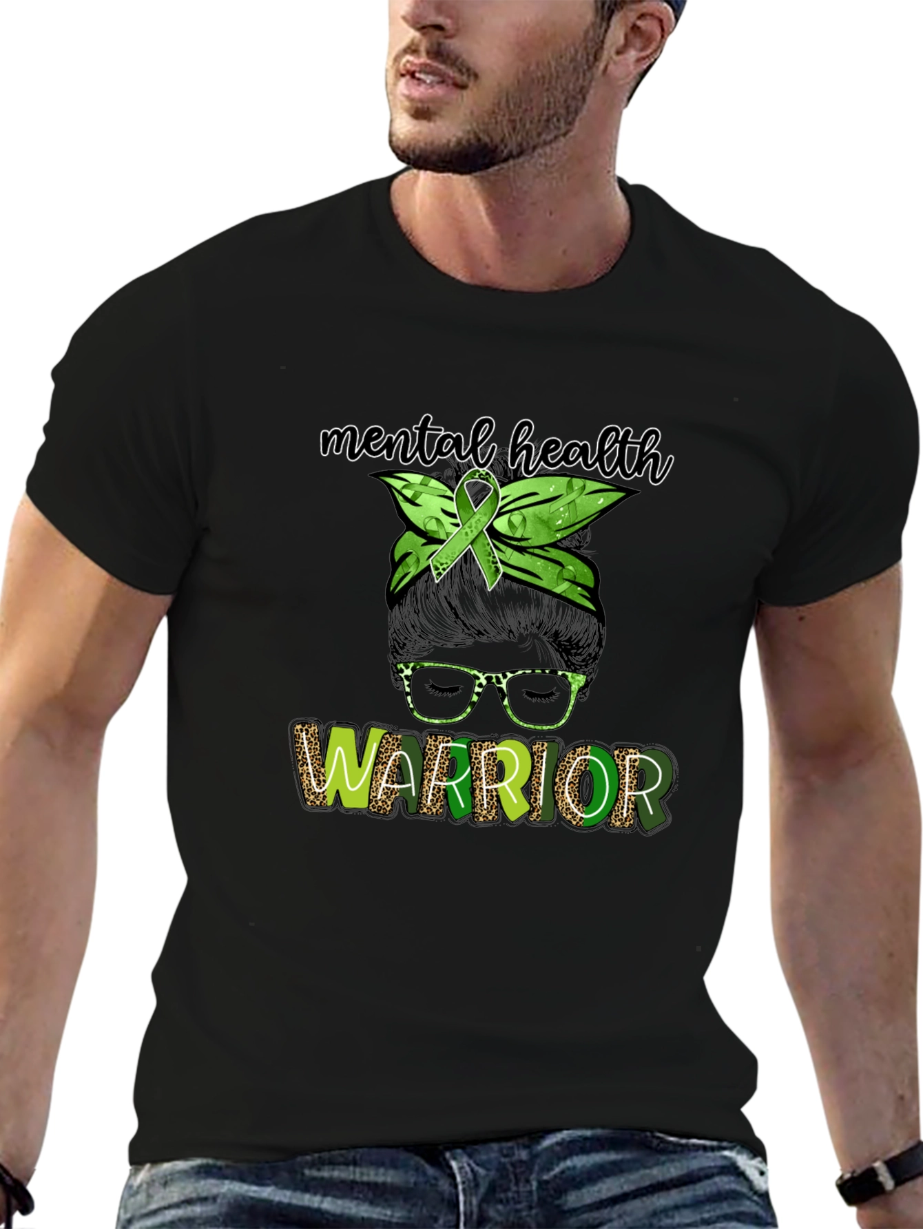 Mental Health Warrior Messy Bun T-Shirt