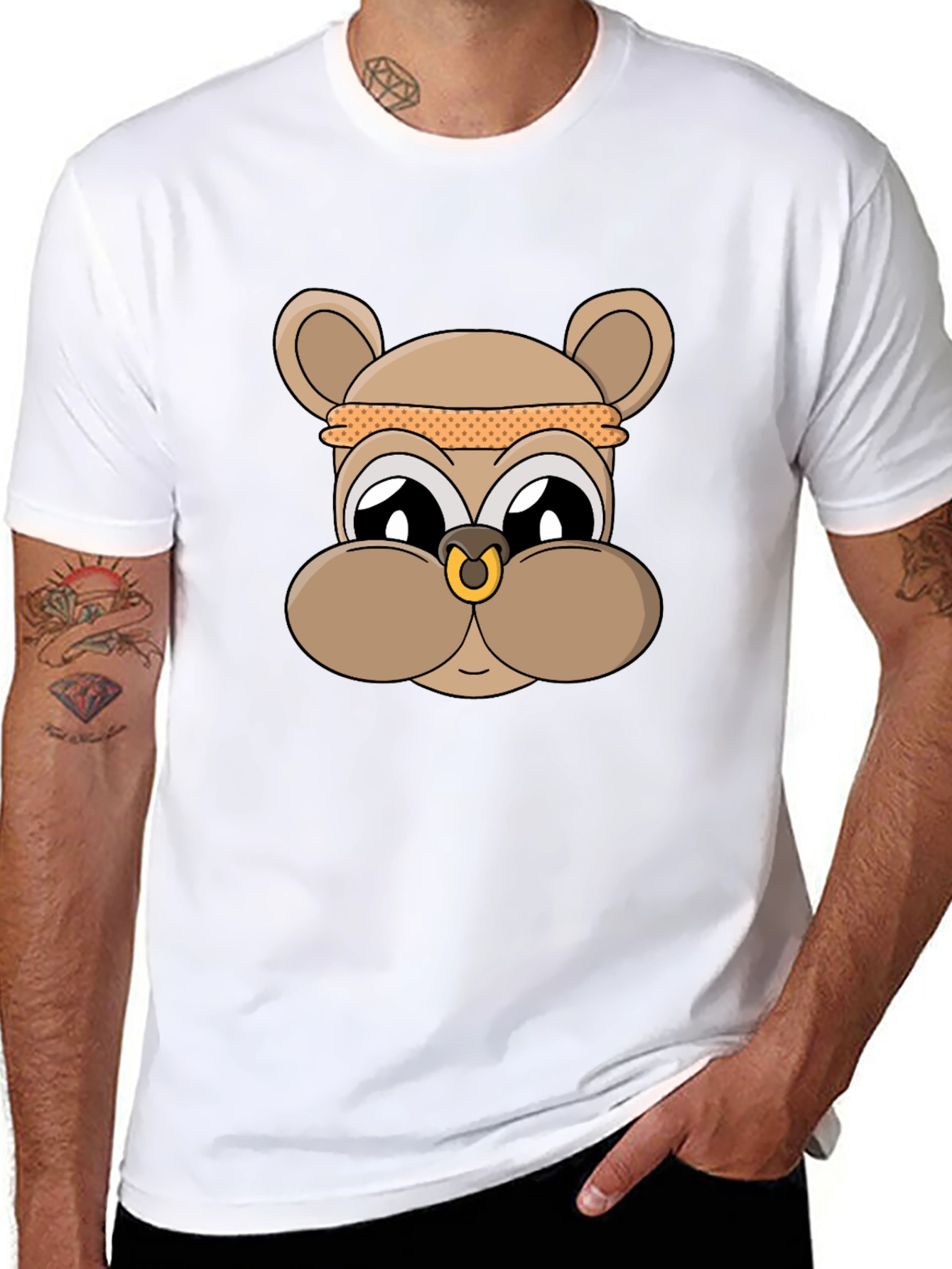 Cool Cartoon Bear T-Shirt - Black