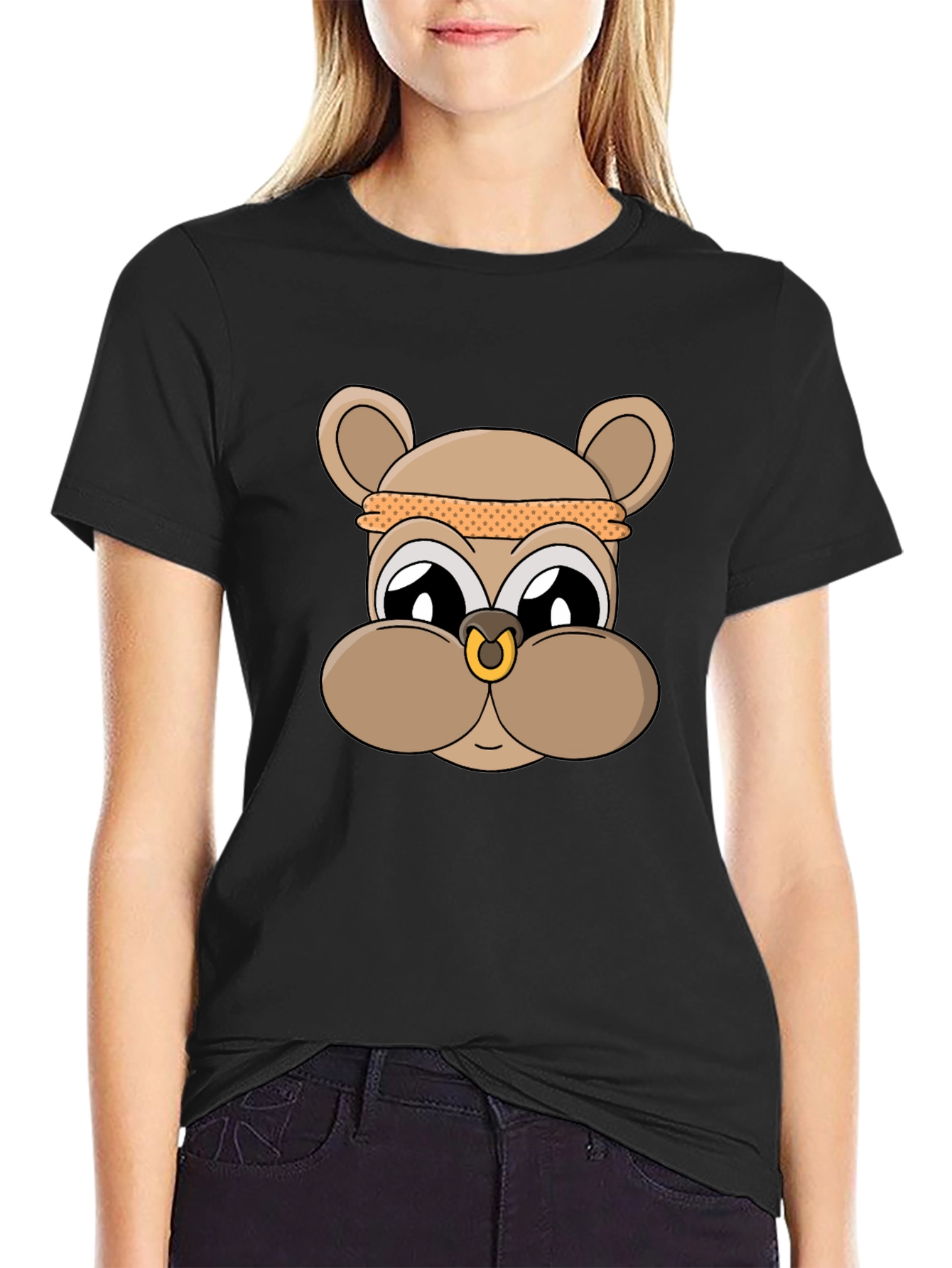 Cool Cartoon Bear T-Shirt - Black