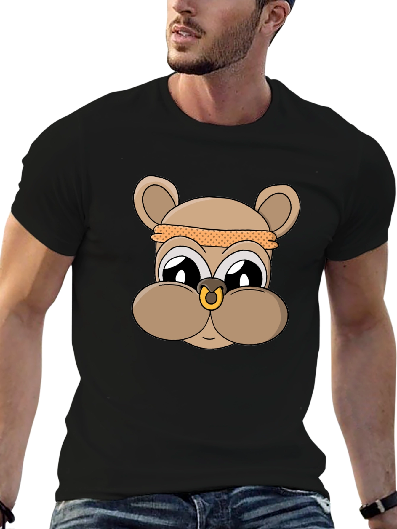 Cool Cartoon Bear T-Shirt - Black