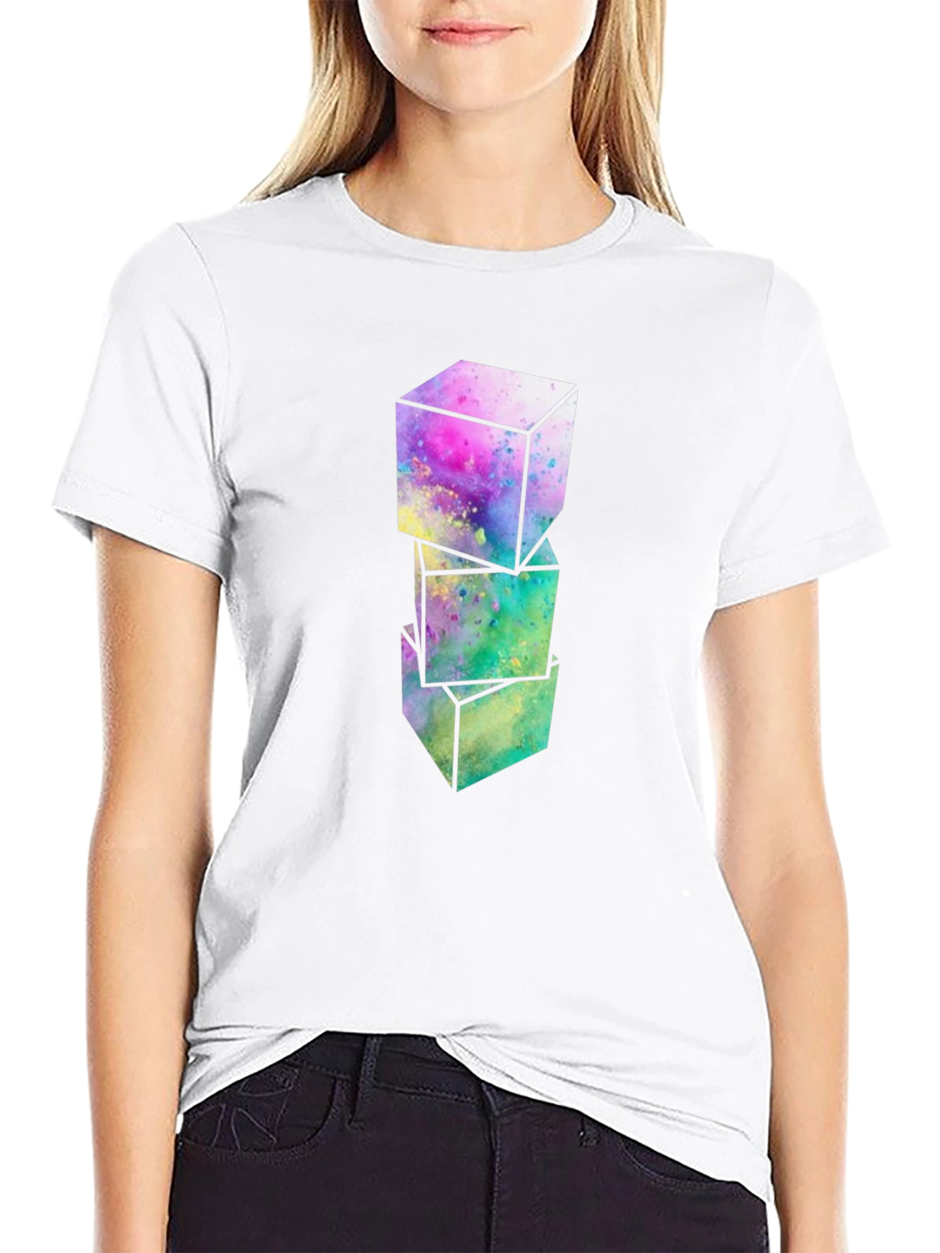 Abstract Cubes Graphic T-Shirt - Modern Art Tee