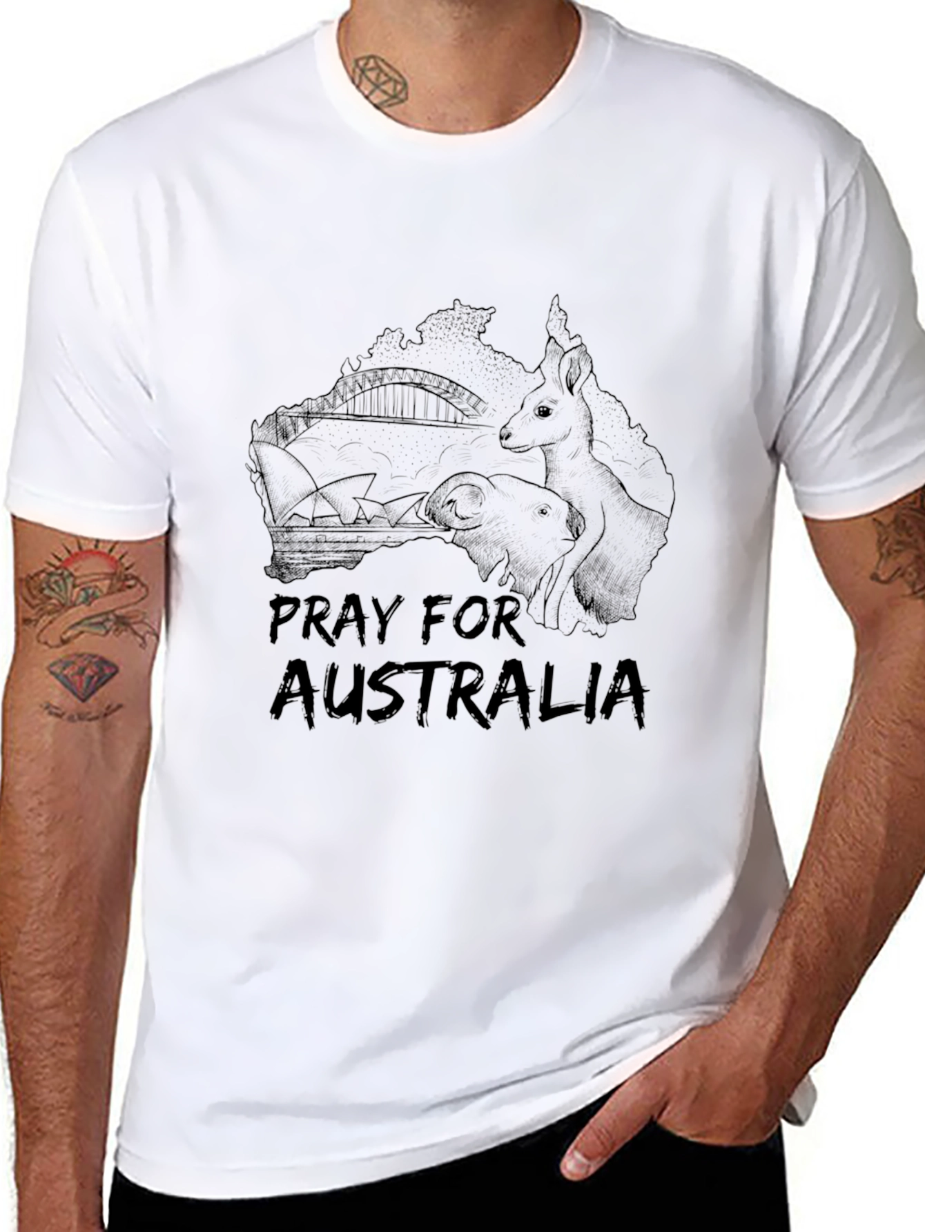 Pray for Australia Graphic T-Shirt - Black