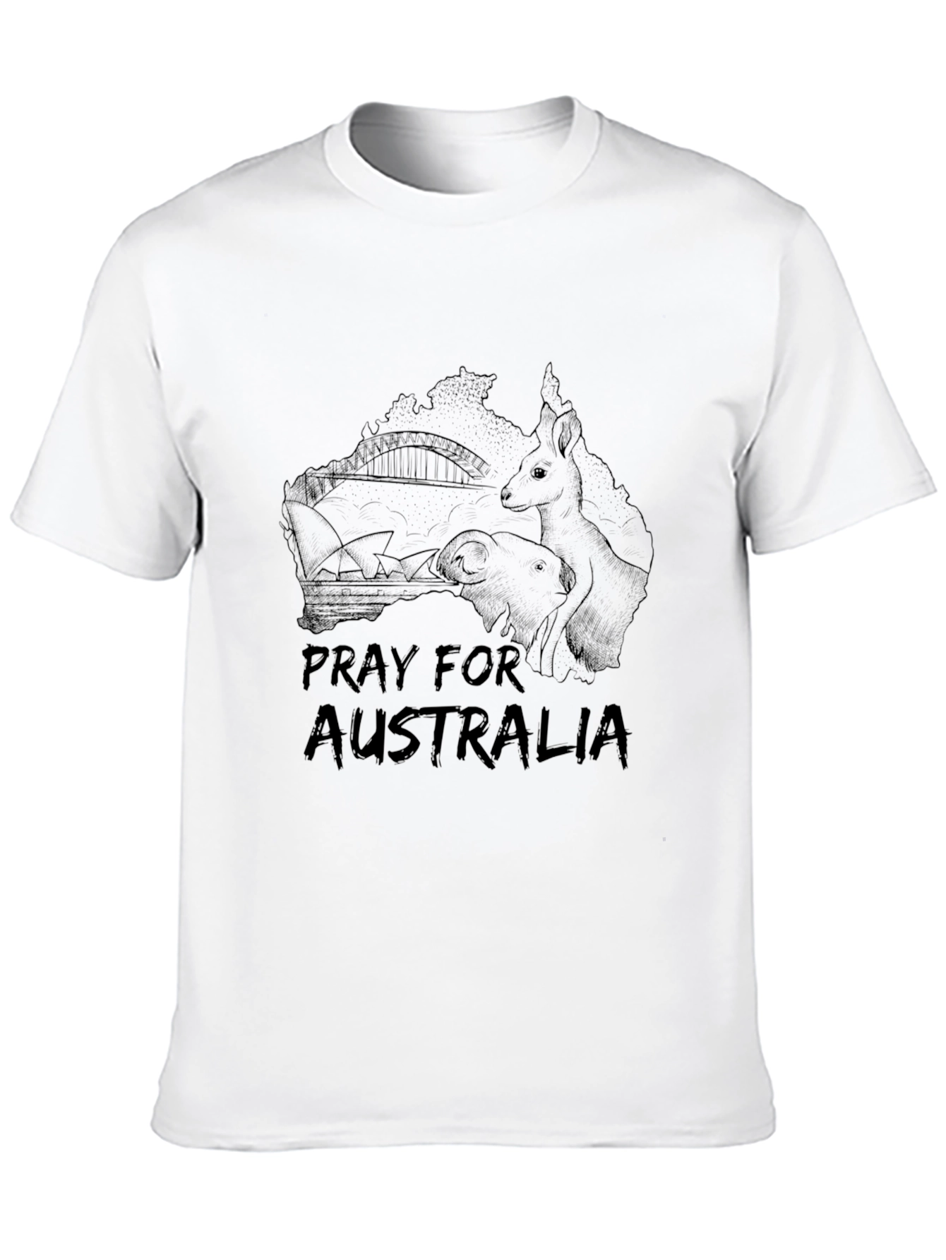 Pray for Australia Graphic T-Shirt - Black