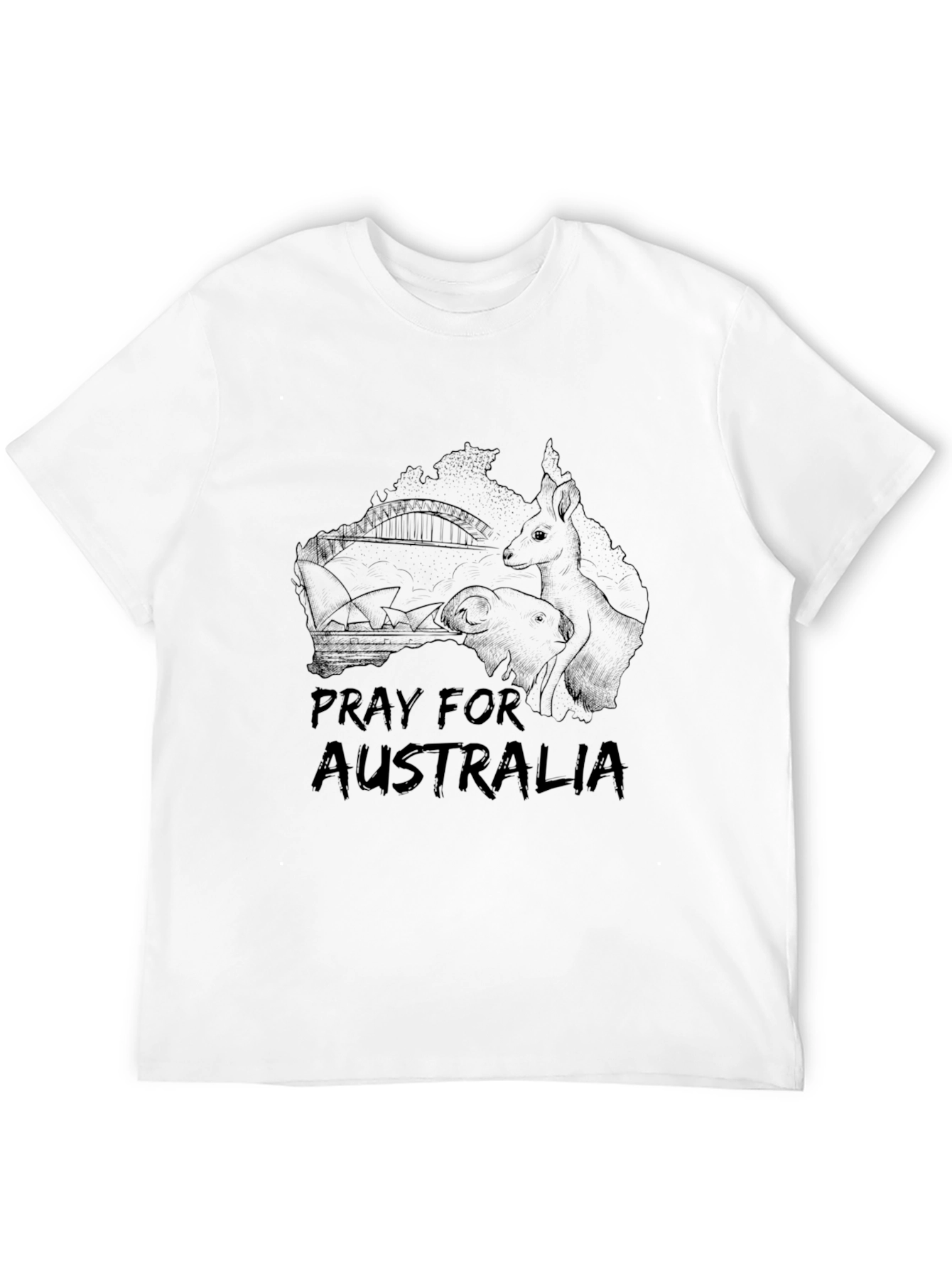 Pray for Australia Graphic T-Shirt - Black