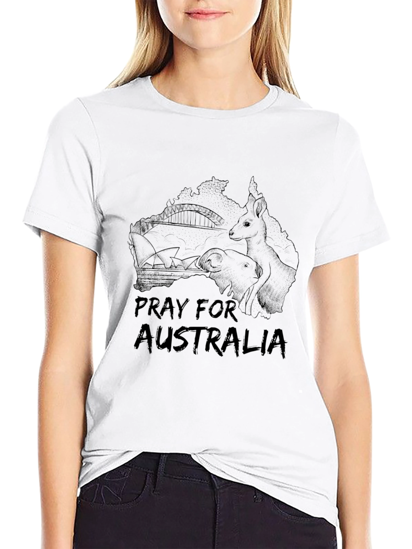 Pray for Australia Graphic T-Shirt - Black