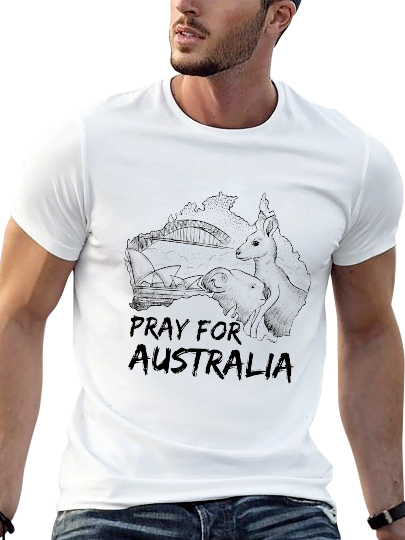 Pray for Australia Graphic T-Shirt - Black