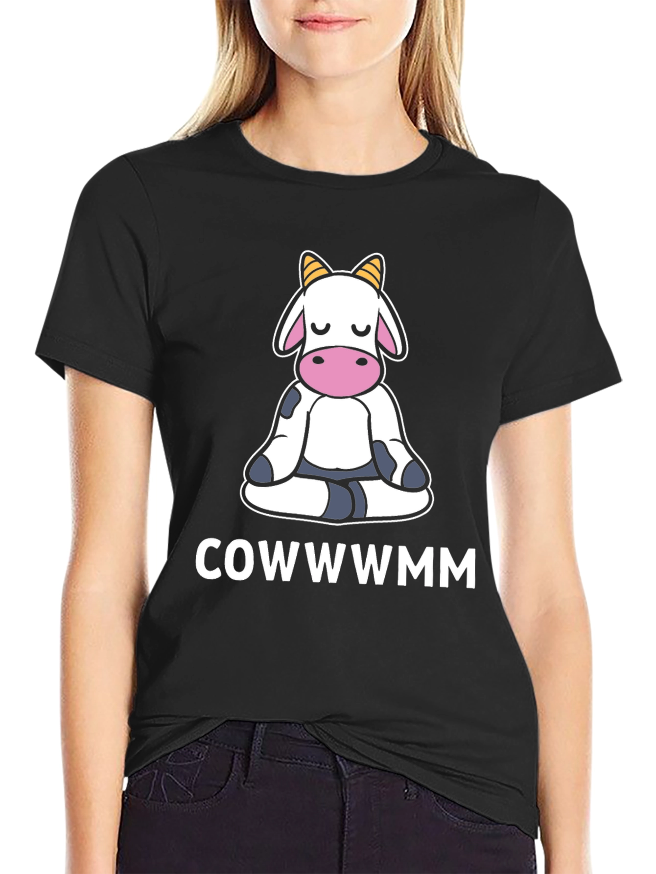 COWWWMM Funny Cow Yoga T-Shirt