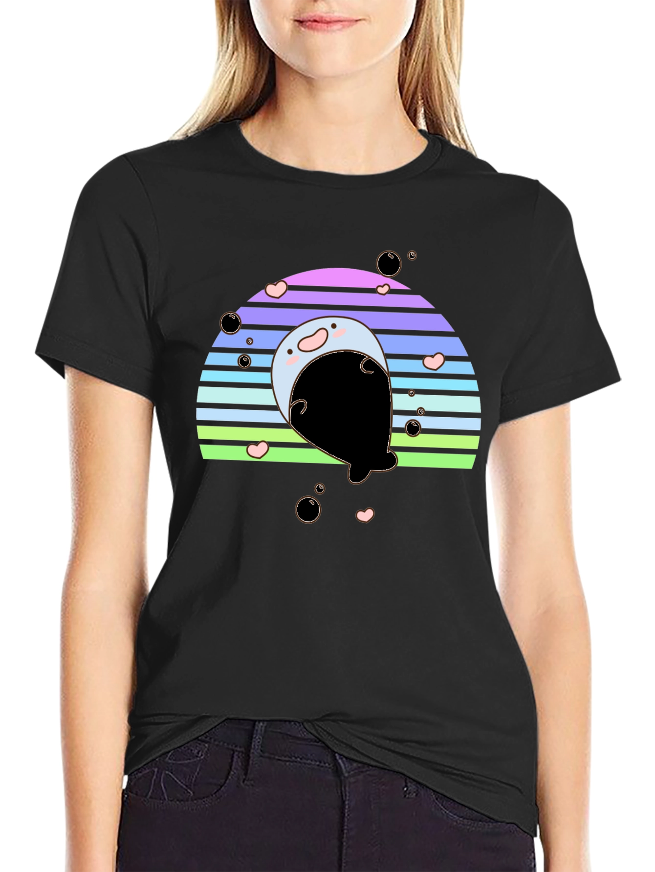 Cute Seal Rainbow Graphic Tee