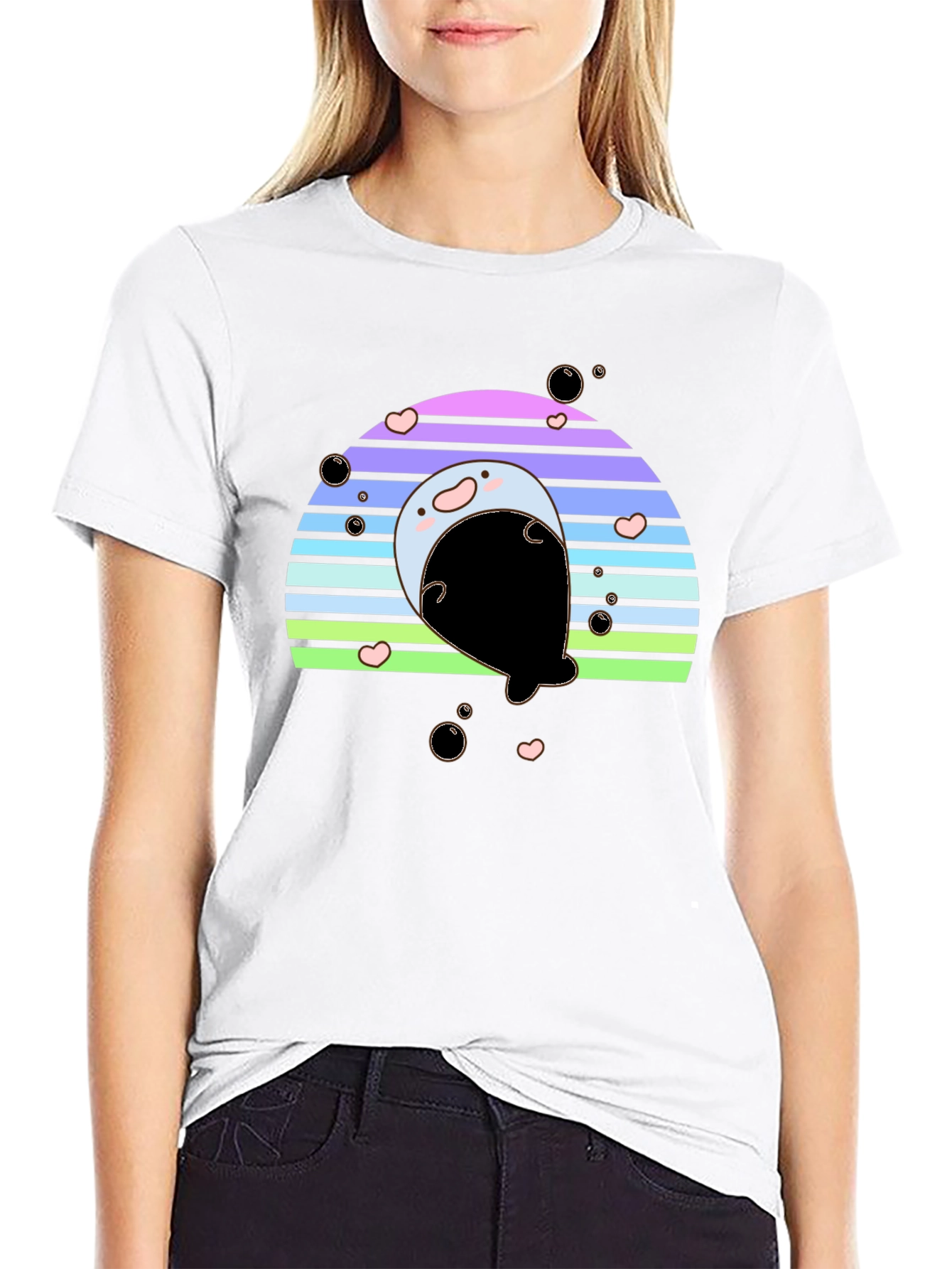 Cute Seal Rainbow Graphic Tee