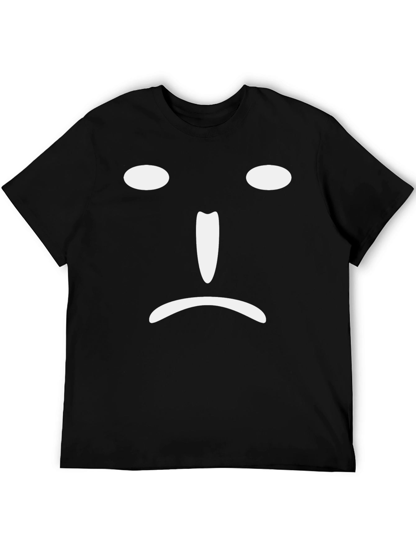 Sad Face Graphic Tee - Black Cotton Blend T-Shirt