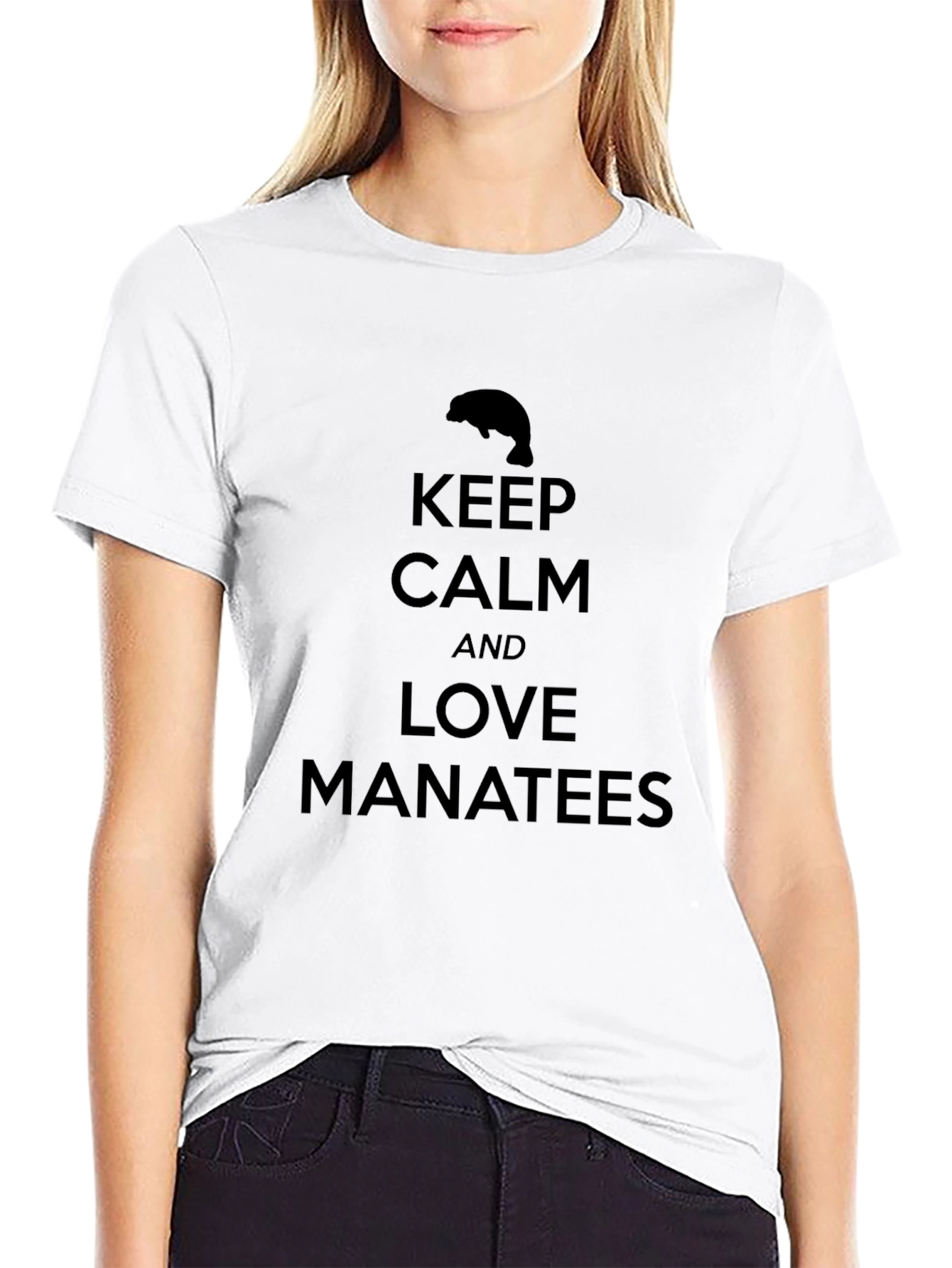 Keep Calm Love Manatees Black T-Shirt