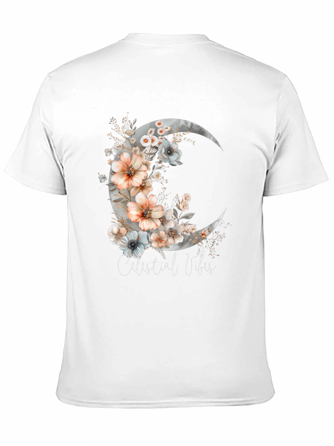 Celestial Vibes Floral Moon Graphic Tee