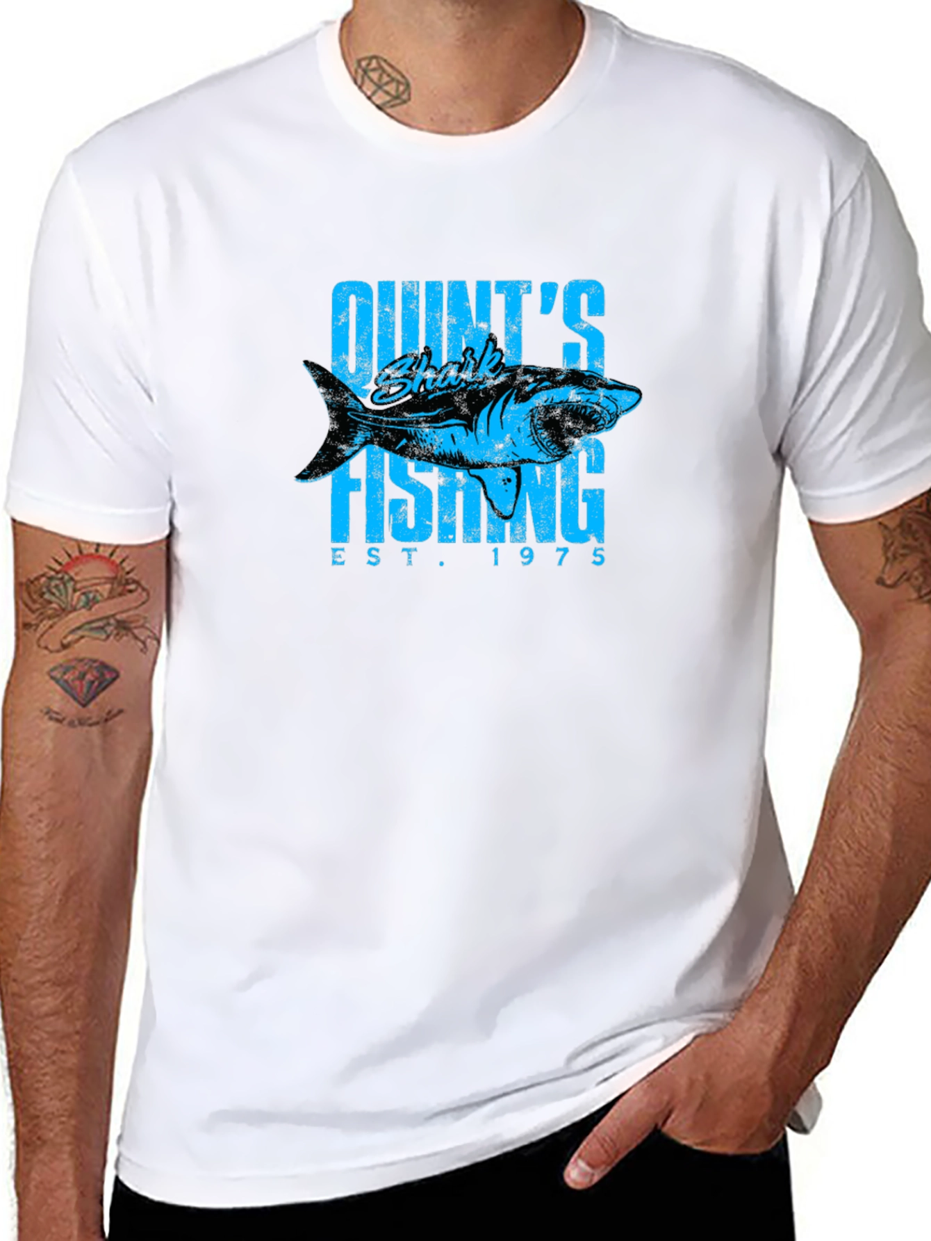 Quints Shark Fishing Est. 1975 Black T-Shirt