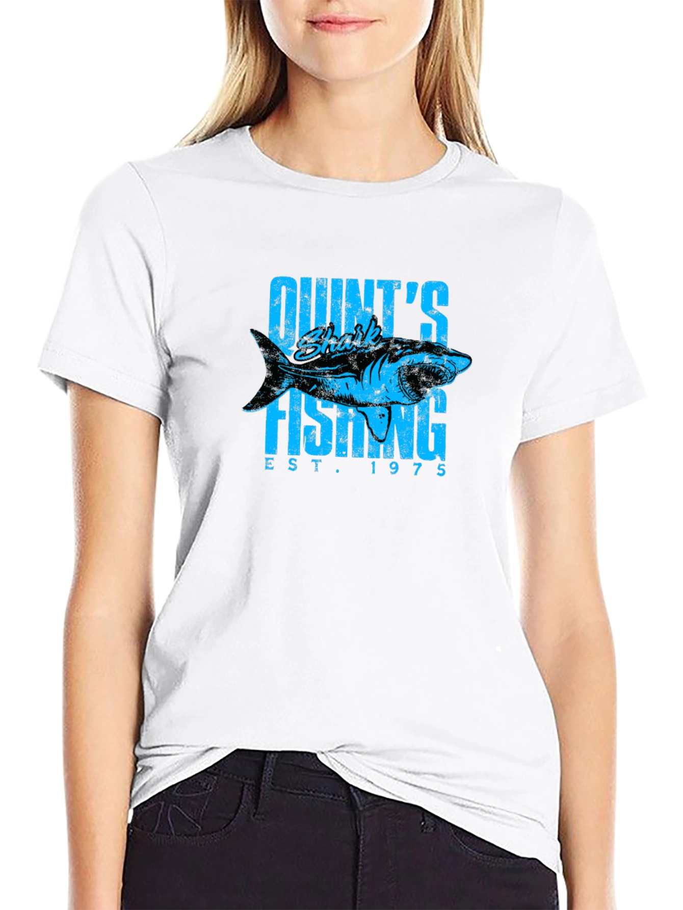 Quints Shark Fishing Est. 1975 Black T-Shirt