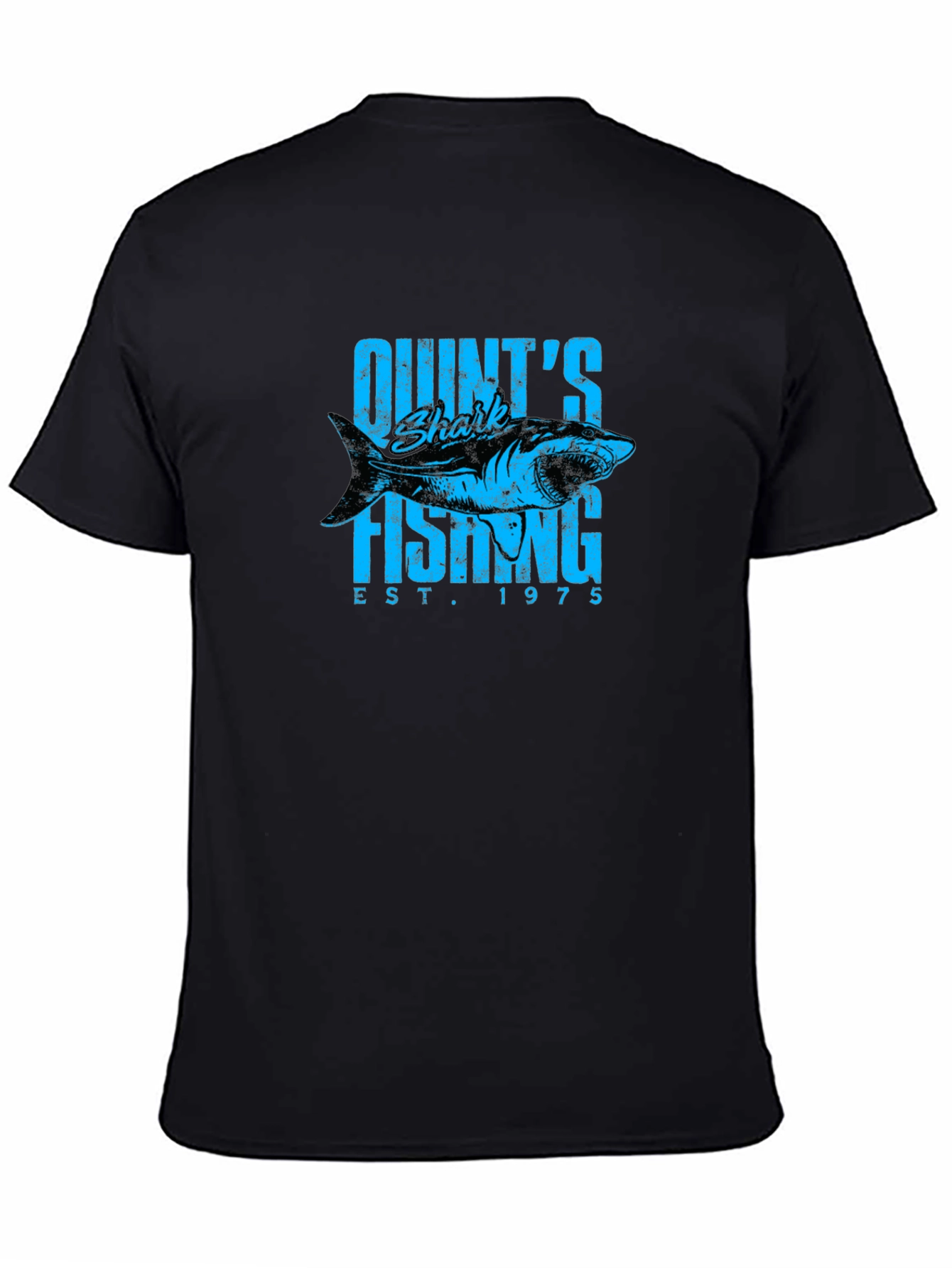 Quints Shark Fishing Est. 1975 Black T-Shirt