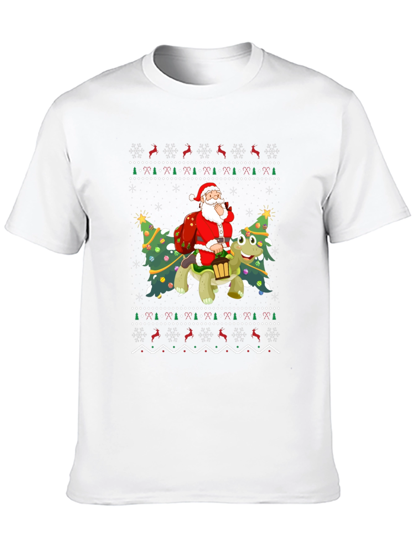 Festive Santa Turtle Ugly Christmas T-Shirt